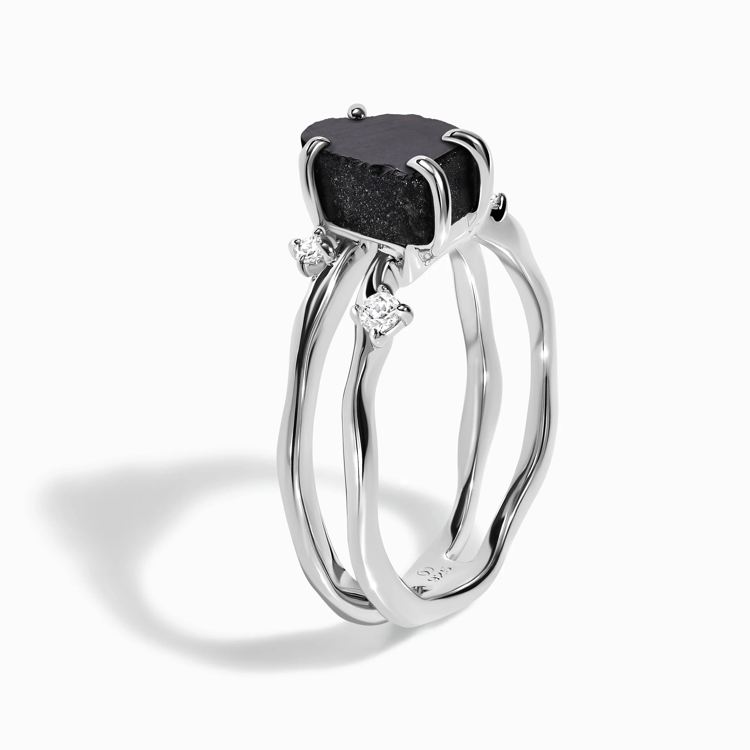 Fine Black Obsidian Lab Diamond Ring - Flow - Image 15
