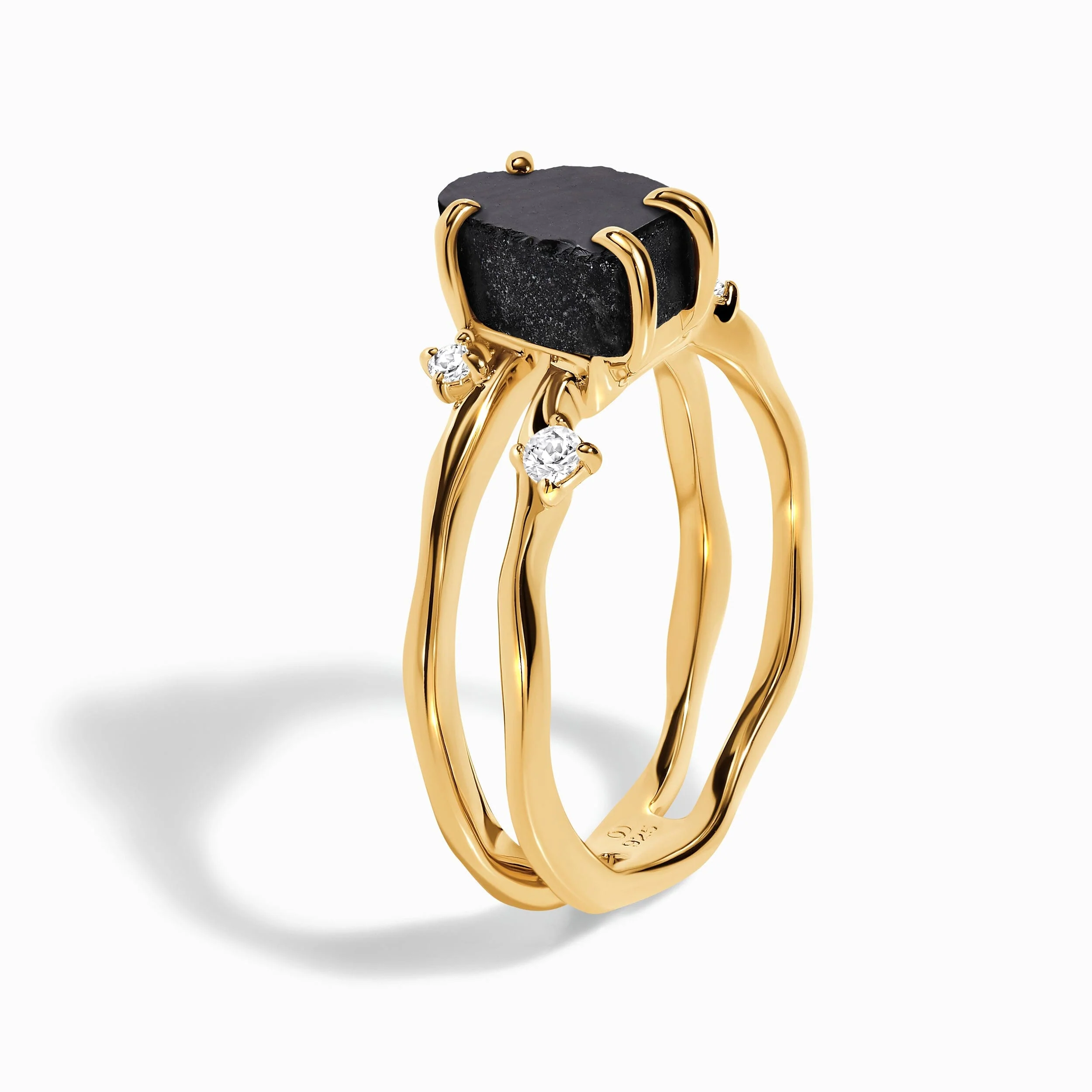 Fine Black Obsidian Lab Diamond Ring - Flow - Image 17