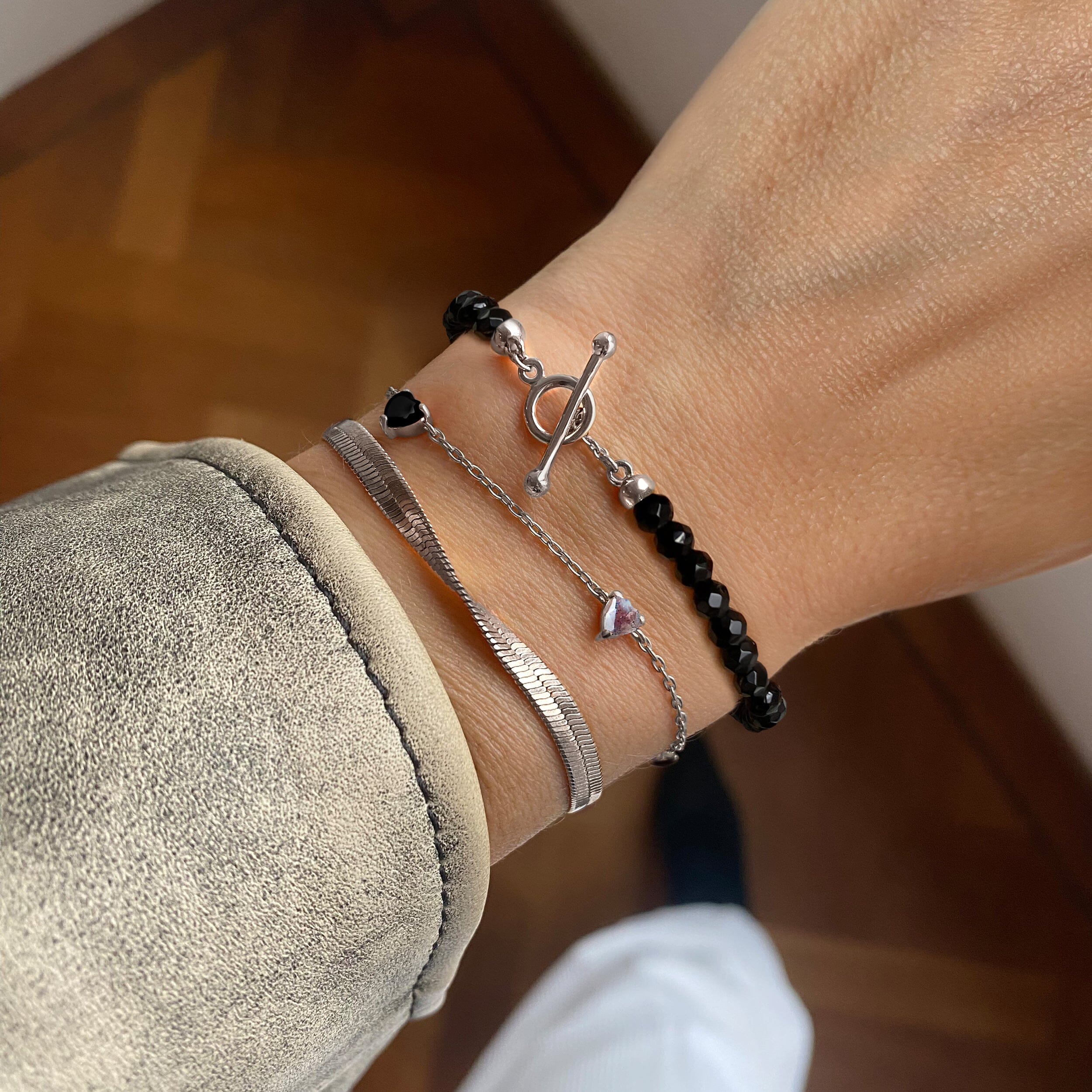 Black Obsidian Labradorite Bracelet - Crush On You - Image 9