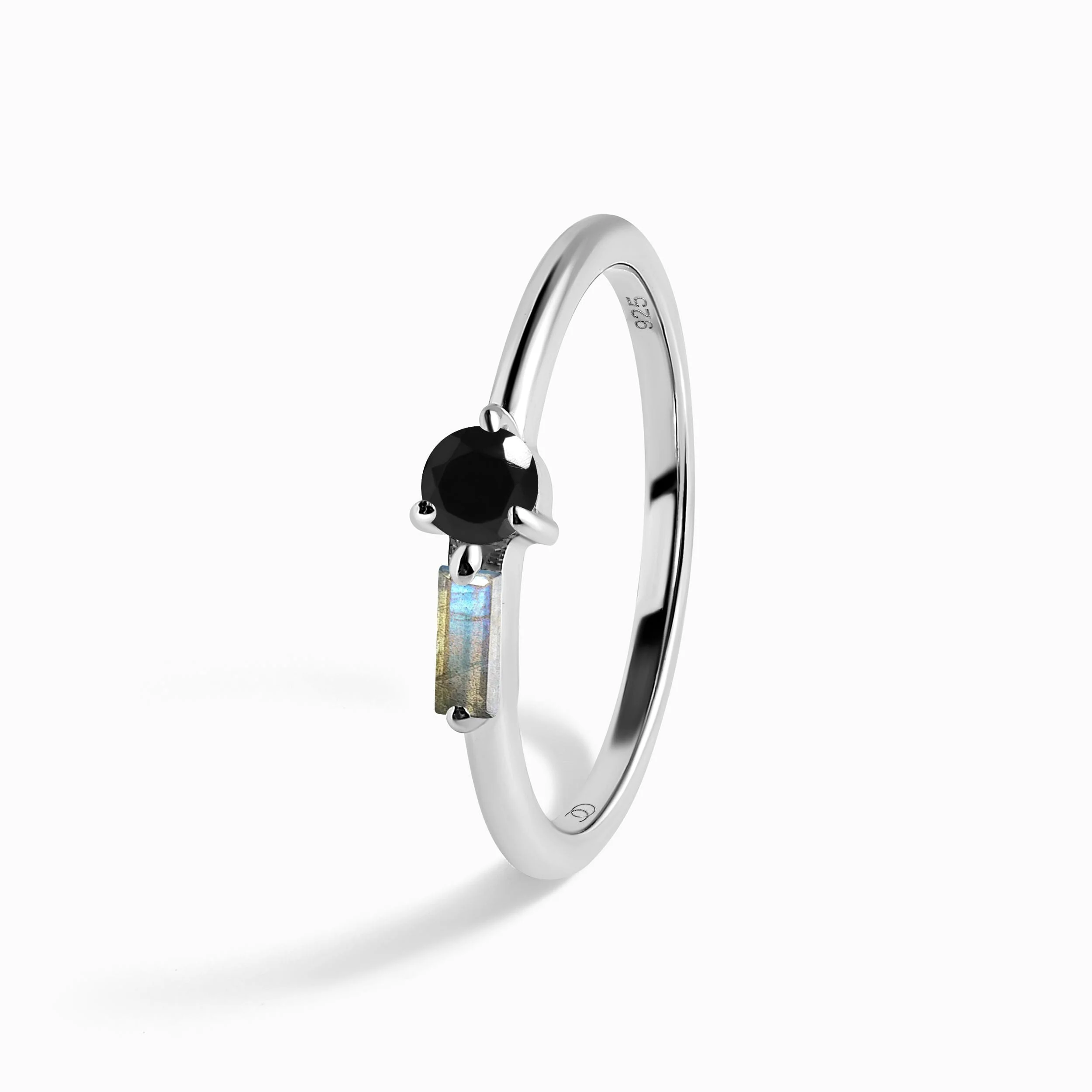 Black Obsidian & Labradorite Dainty Ring - Haze - Image 10