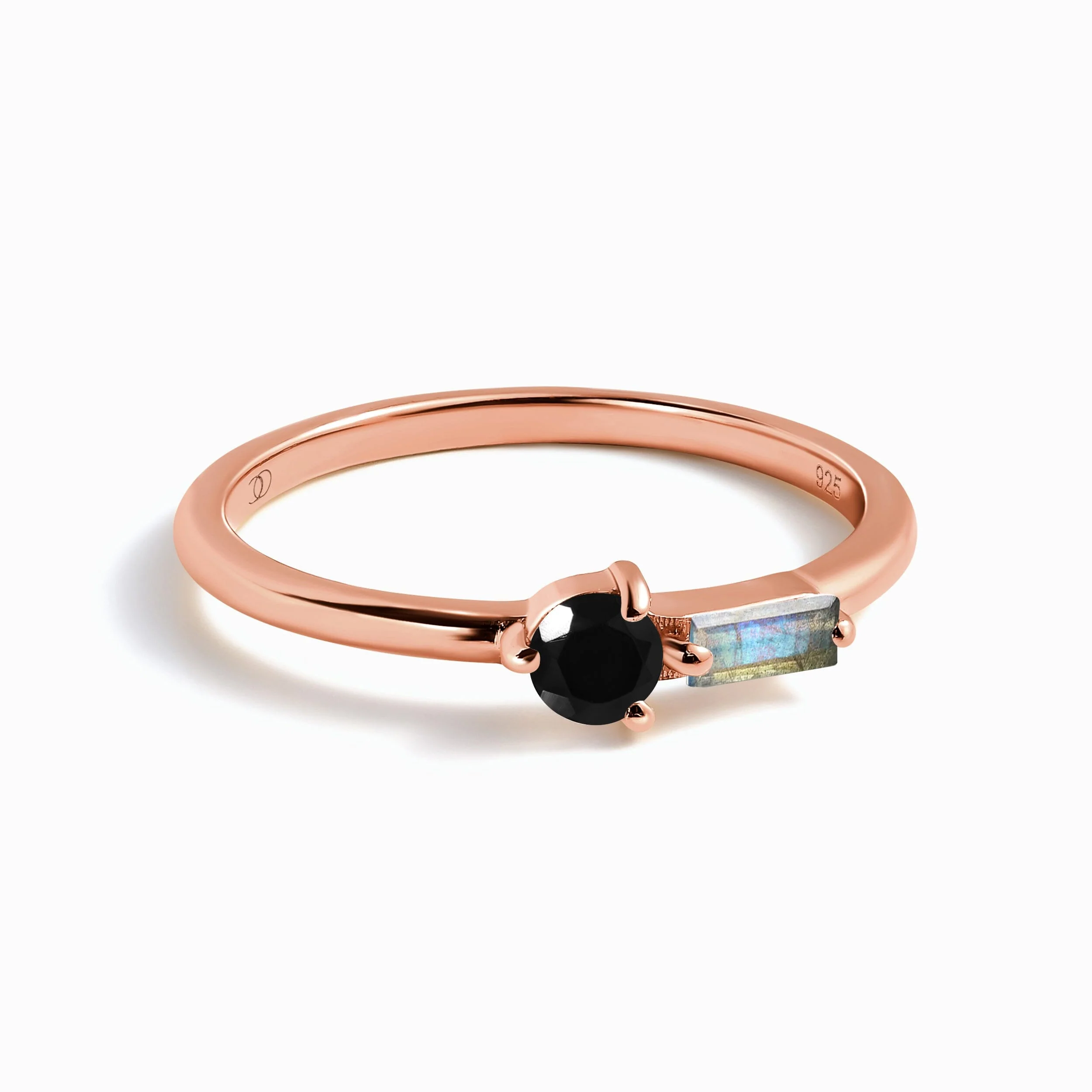 Black Obsidian & Labradorite Dainty Ring - Haze - Image 3