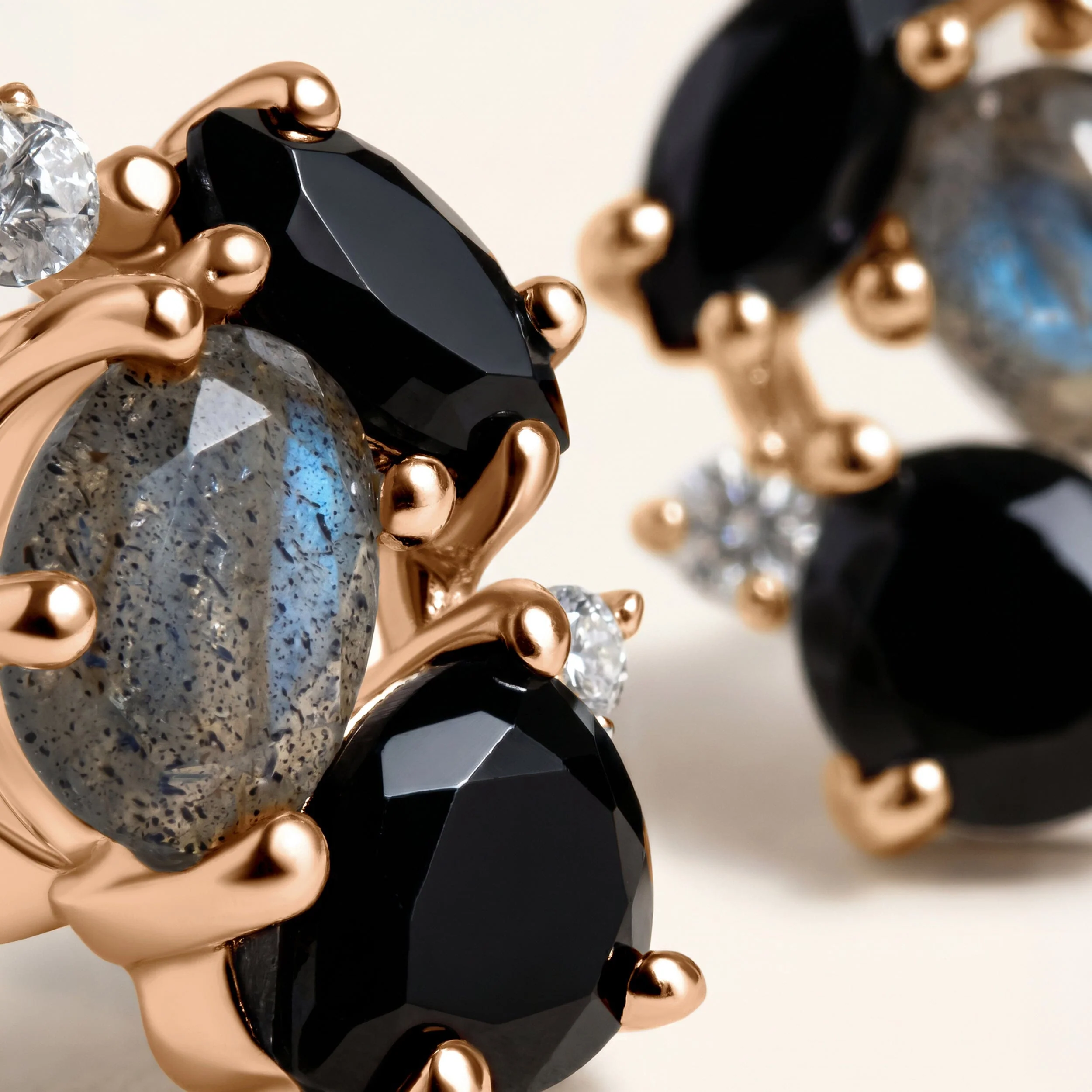 Black Obsidian Labradorite Earrings - Orion - Image 12