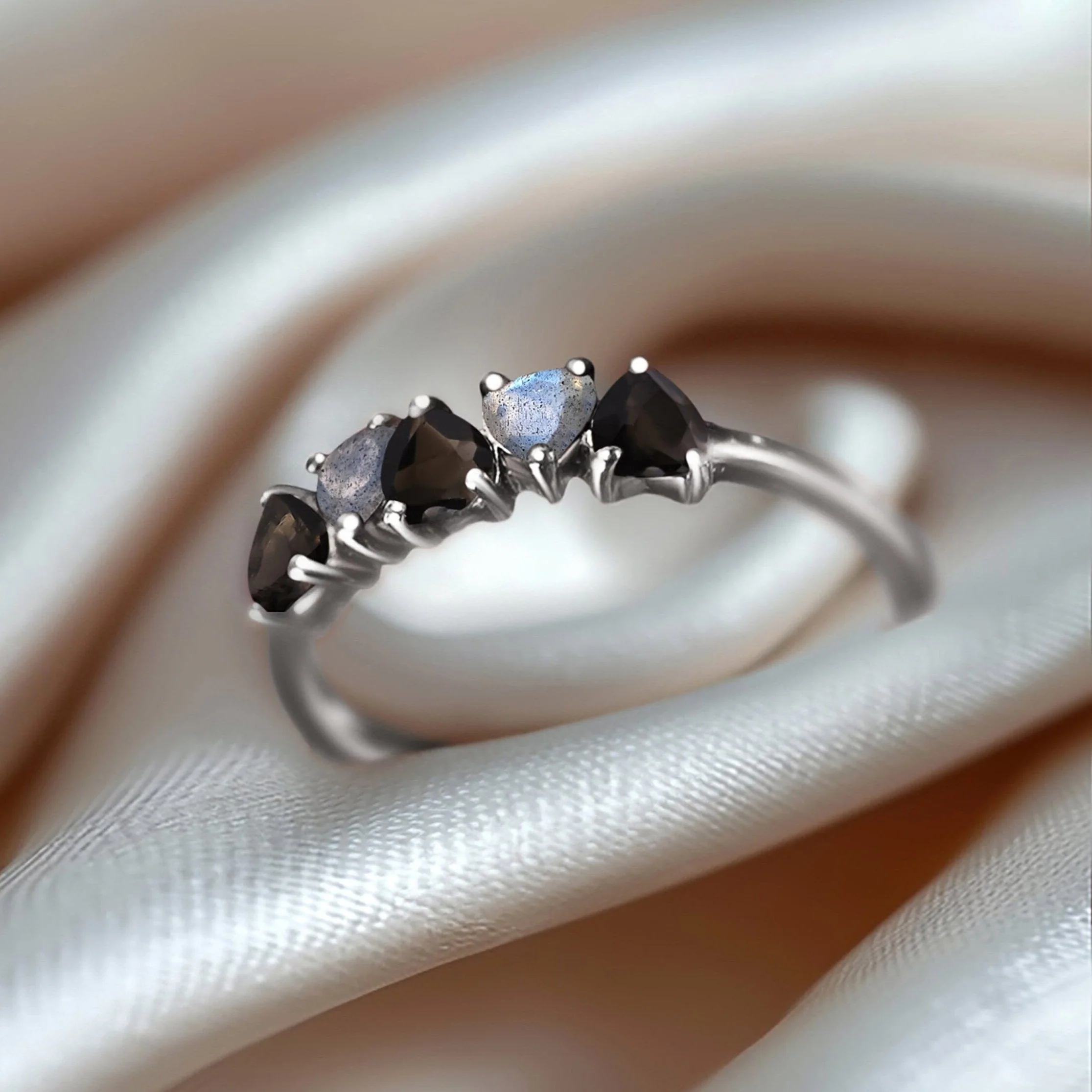 Black Obsidian Labradorite Ring - Crush On You - Image 12