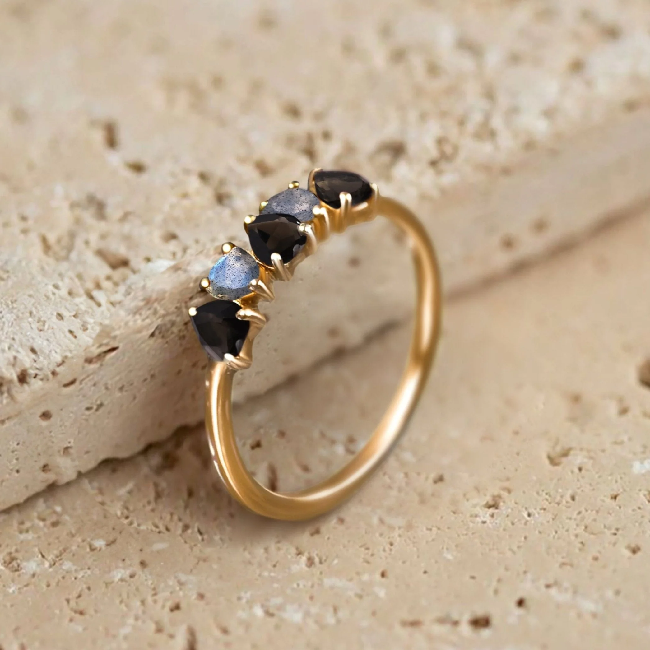 Black Obsidian Labradorite Ring - Crush On You - Image 22