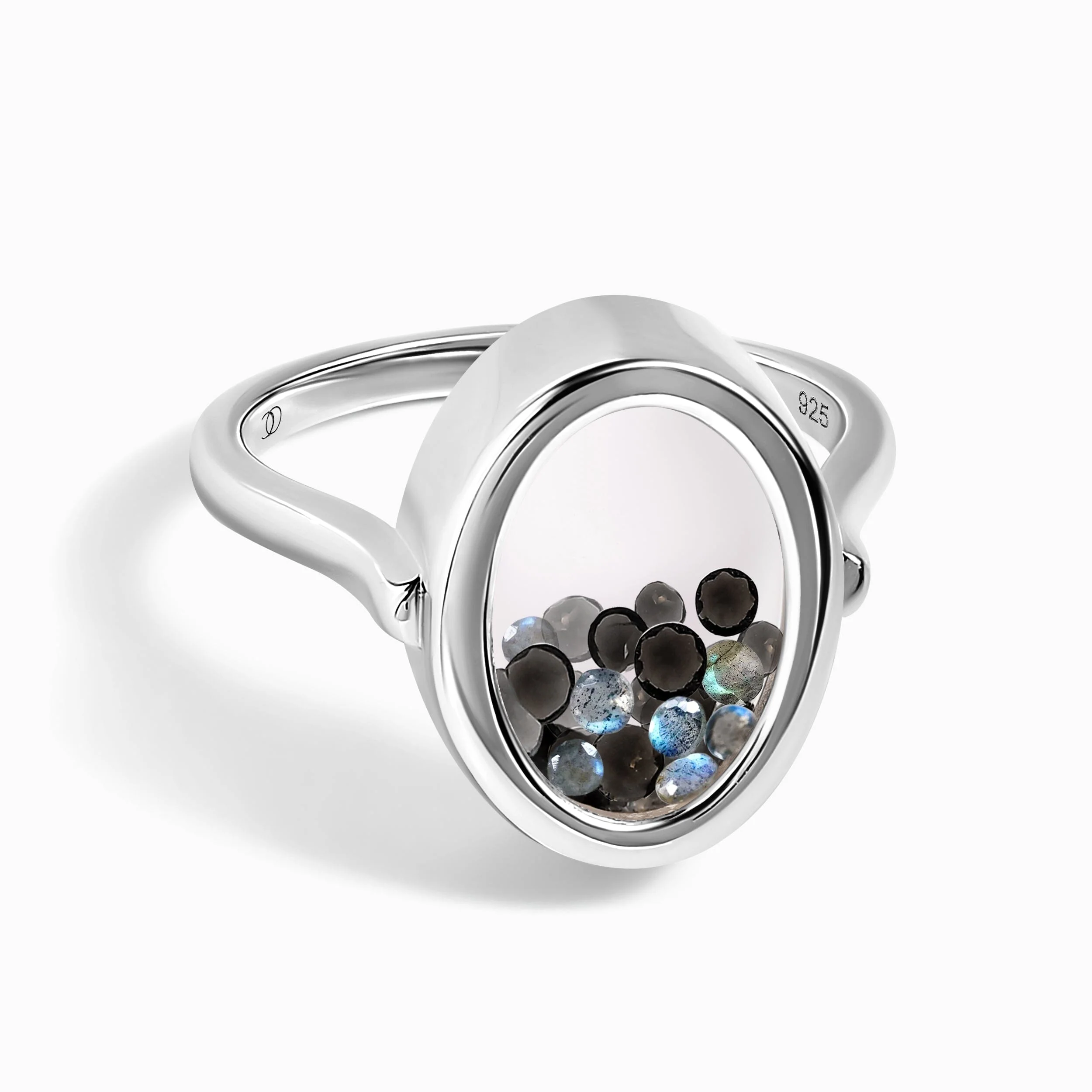 Black Obsidian Labradorite Ring - Halo of Calm - Image 13