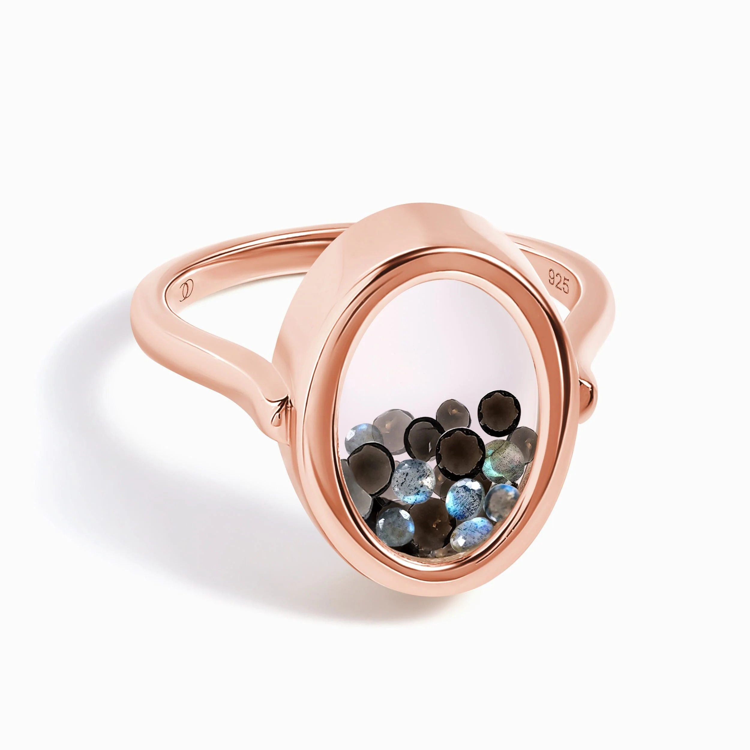 Black Obsidian Labradorite Ring - Halo of Calm - Image 14