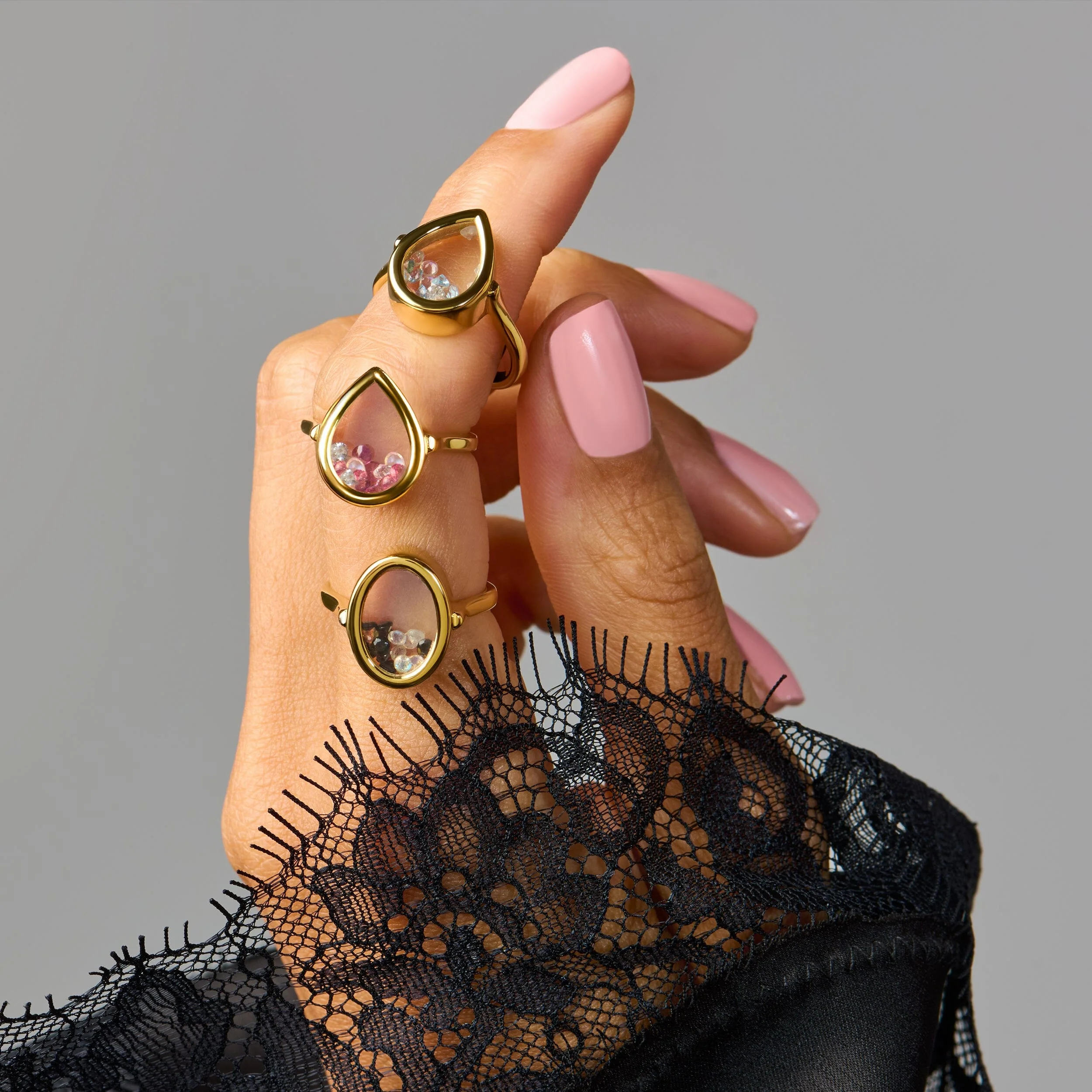 Black Obsidian Labradorite Ring - Halo of Calm - Image 25