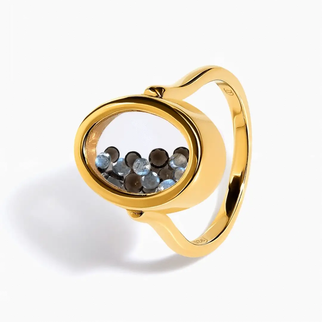Black Obsidian Labradorite Ring - Halo of Calm - Image 5