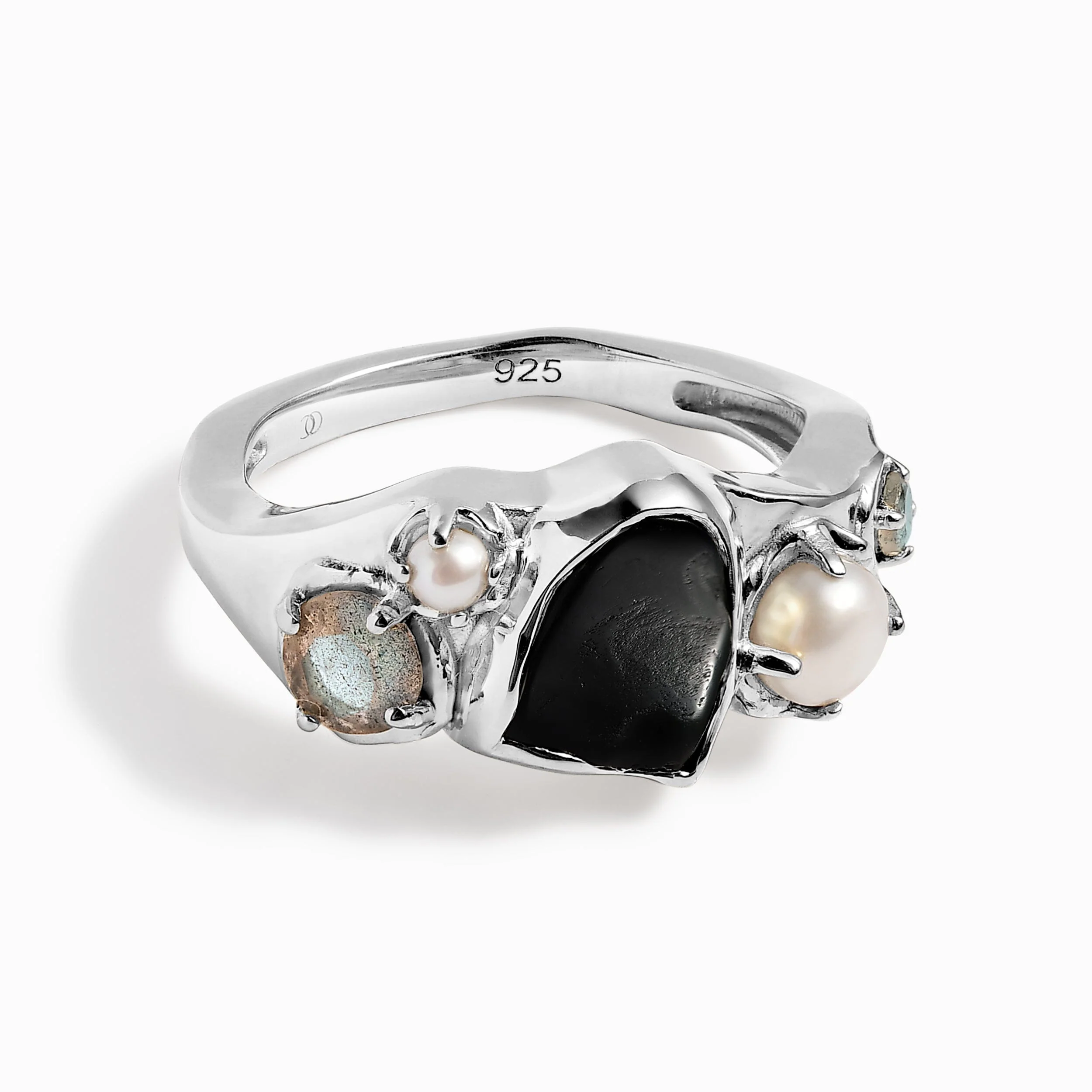 Black Obsidian Pearl Ring - Midnight Heirloom - Image 12