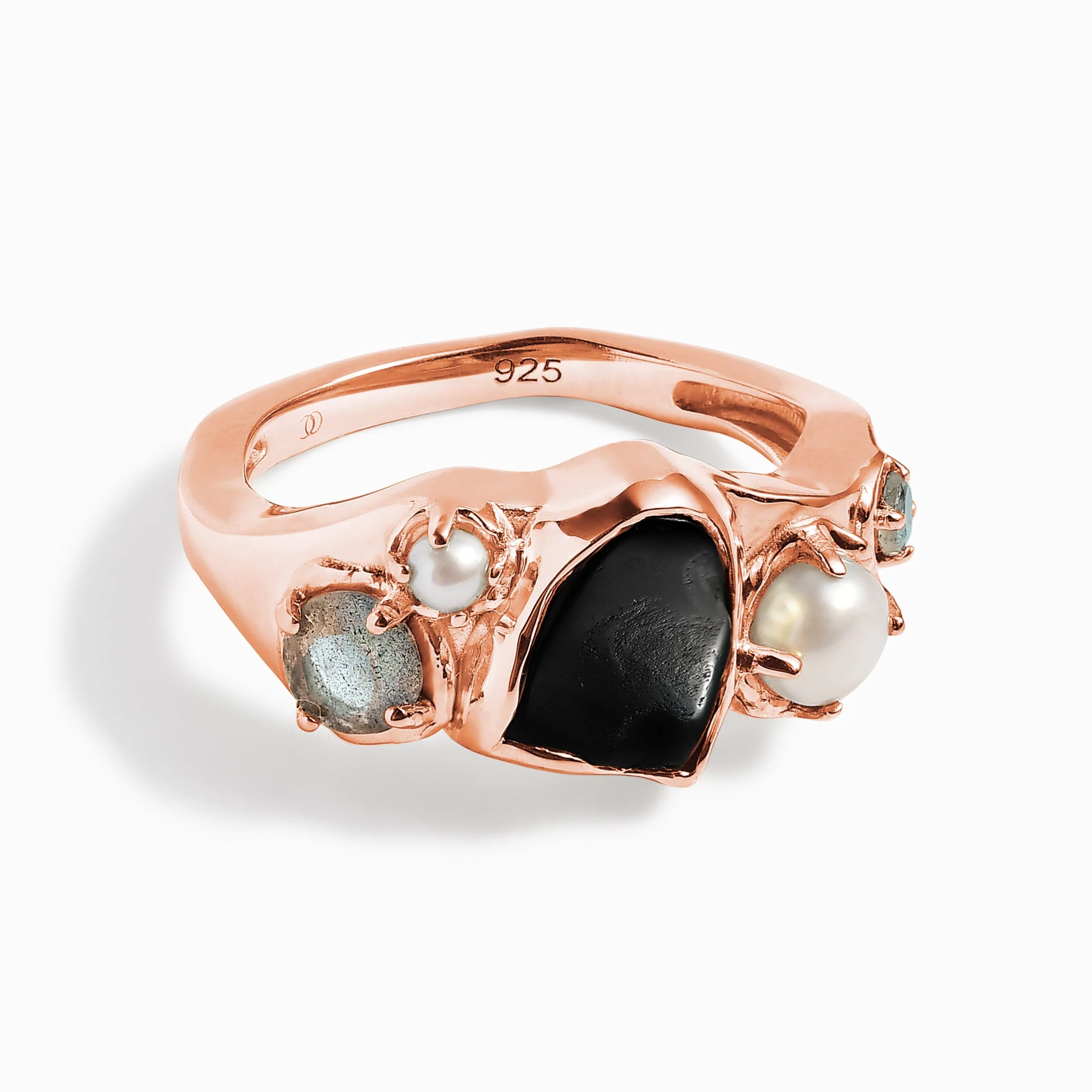 Black Obsidian Pearl Ring - Midnight Heirloom - Image 16