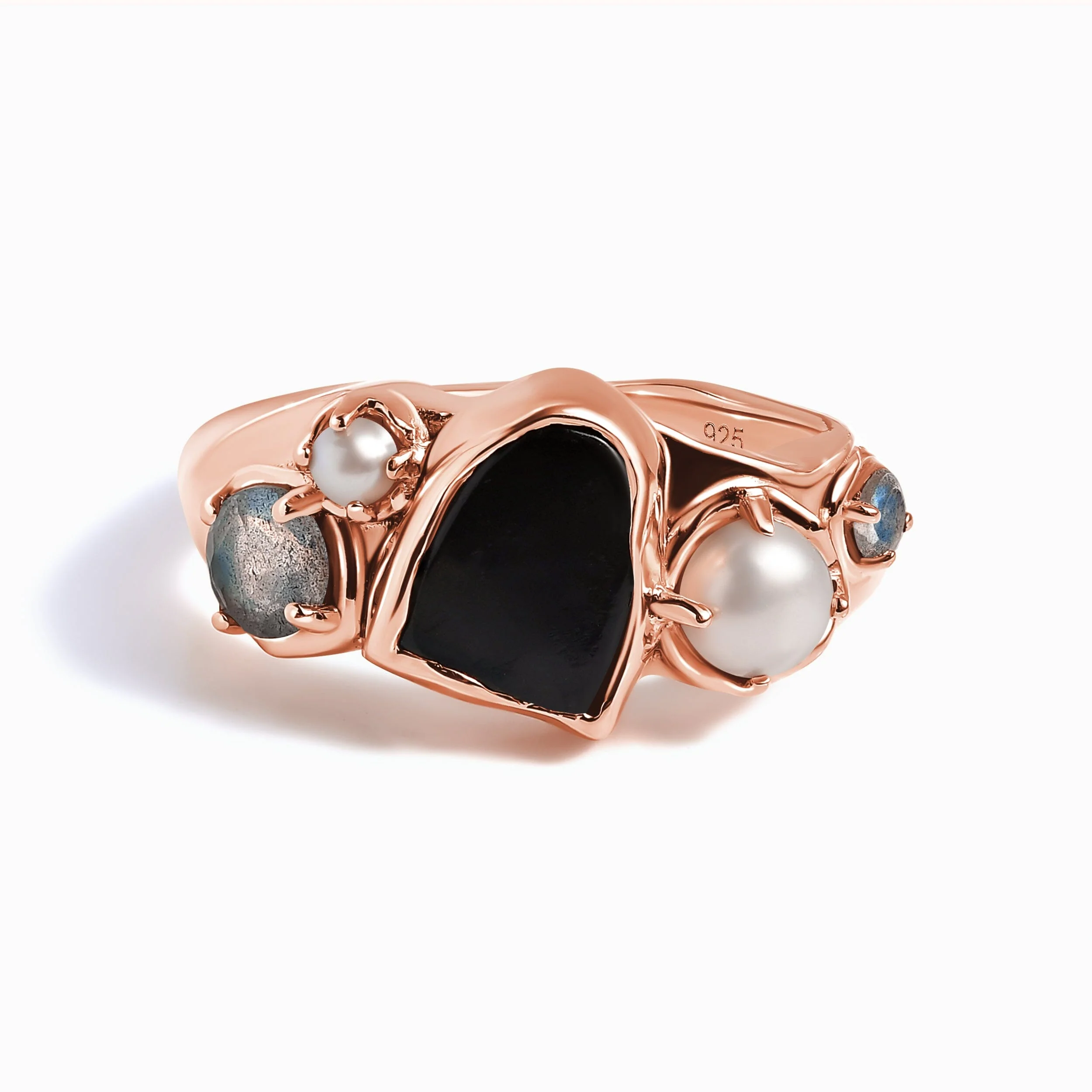 Black Obsidian Pearl Ring - Midnight Heirloom - Image 3