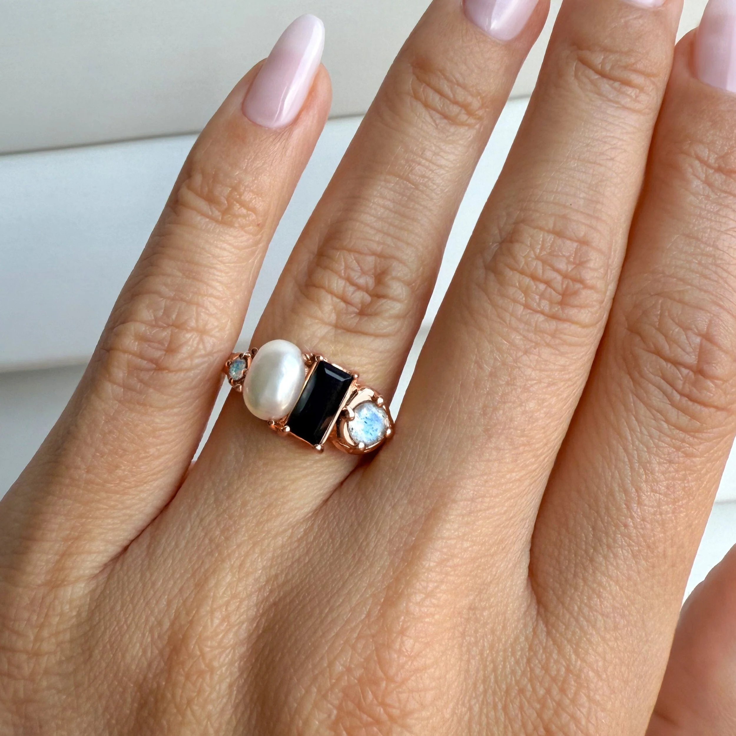 Black Obsidian Pearl Ring - Treasure - Image 4