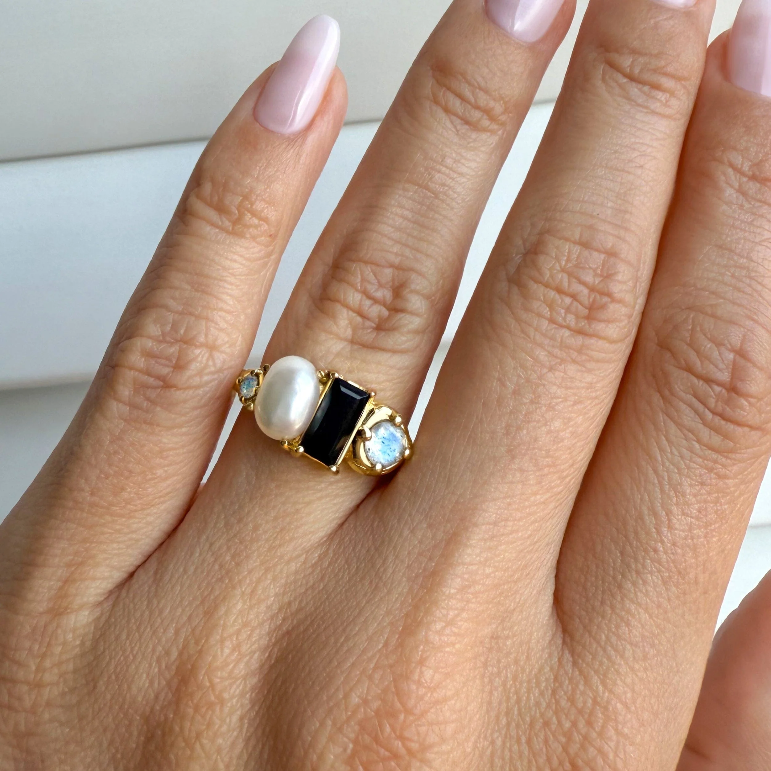 Black Obsidian Pearl Ring - Treasure - Image 6