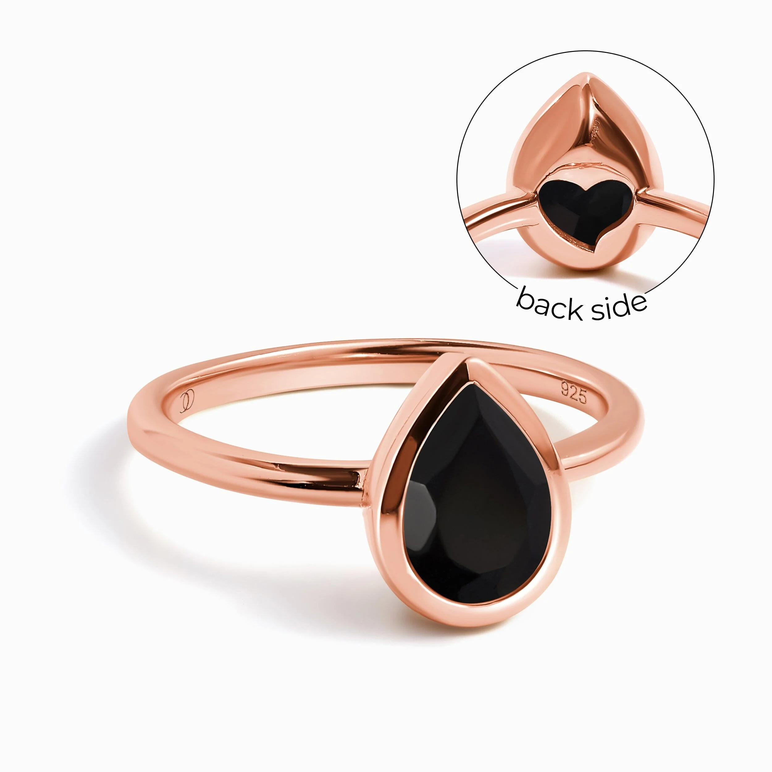Black Obsidian Ring - Hidden Heart - Image 4