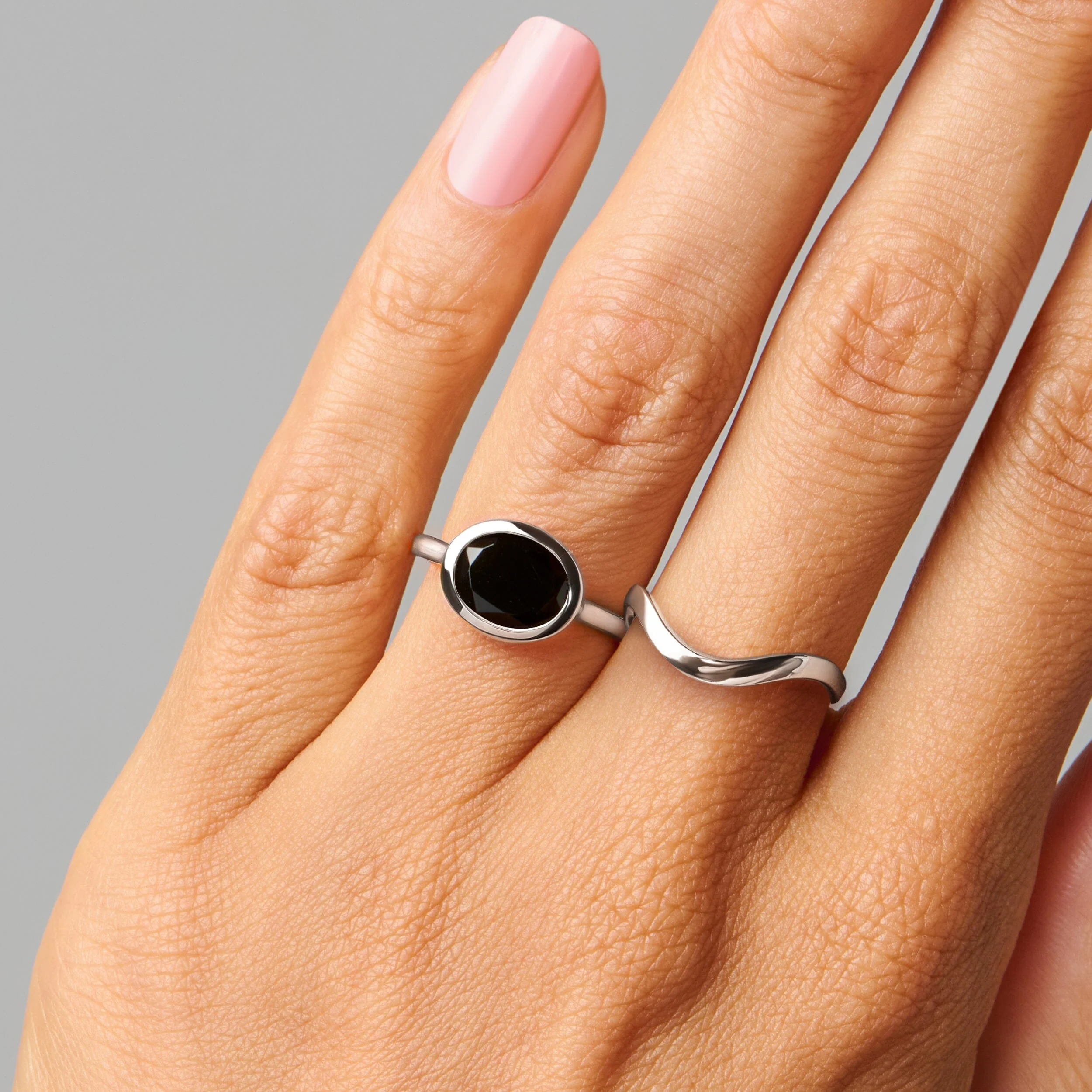 Black Obsidian Skin Touch Ring & Waves Band - Image 2