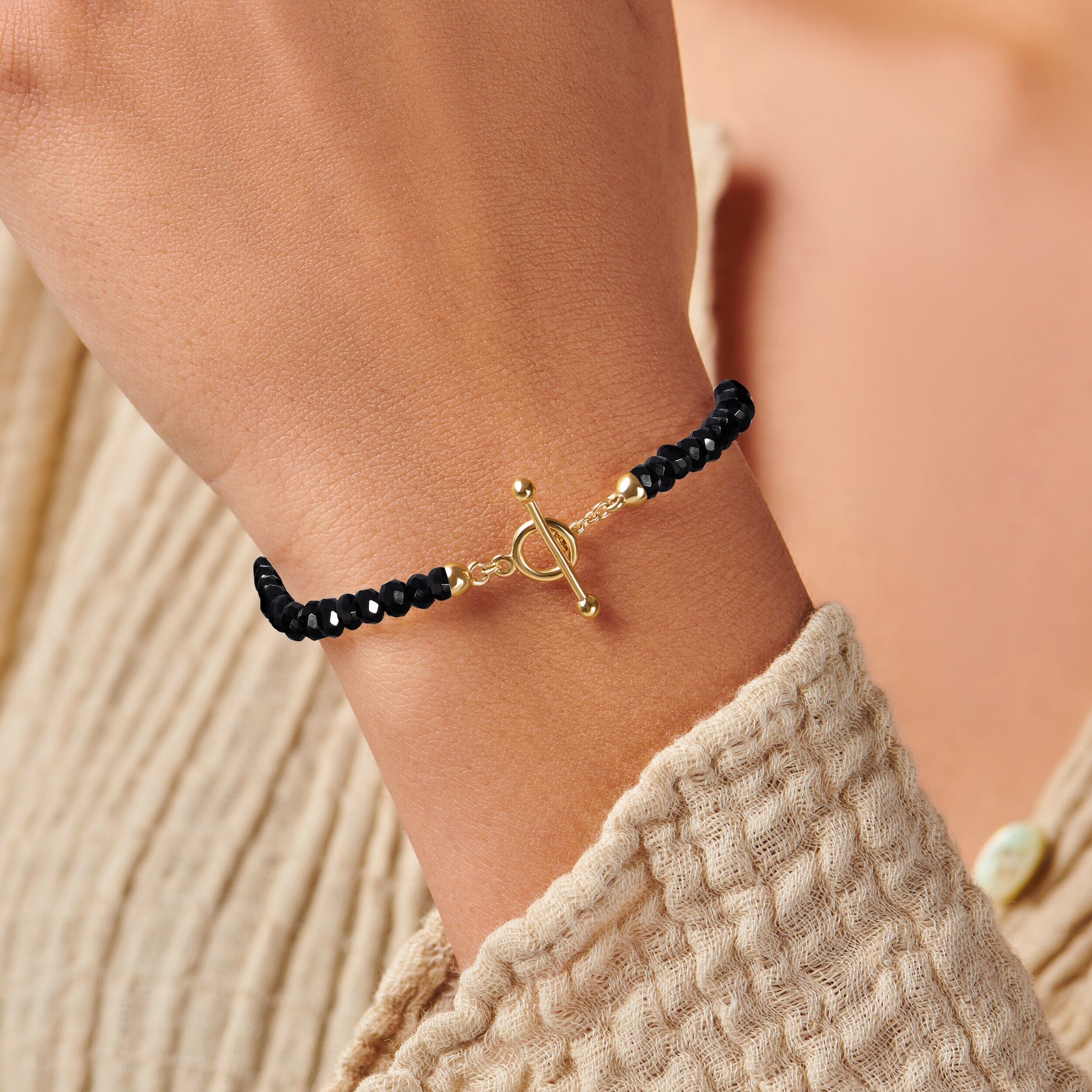 Black Obsidian T-Lock Beads Bracelet - Raise Your Vibrations - Image 18