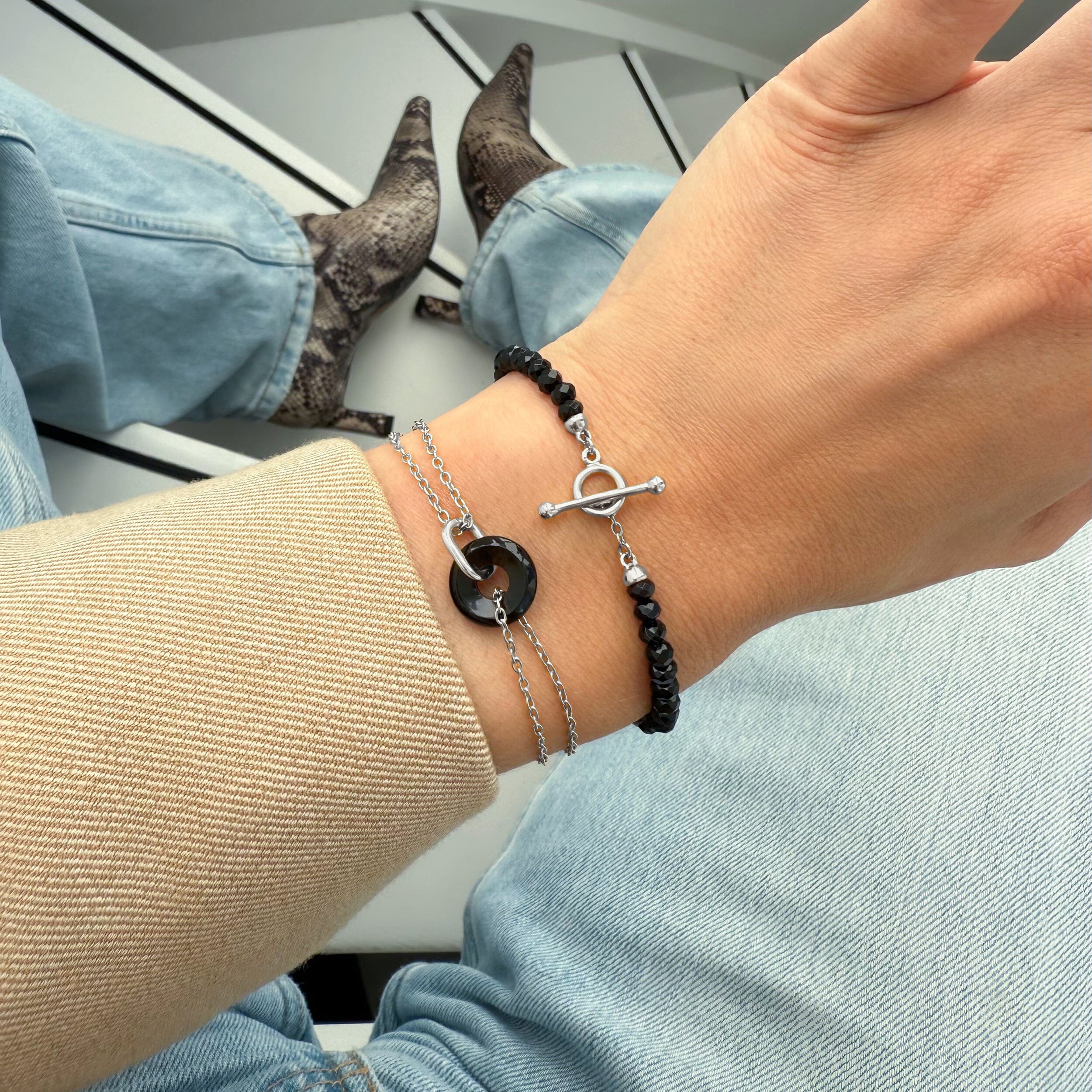 Black Obsidian T-Lock Beads Bracelet - Raise Your Vibrations - Image 8