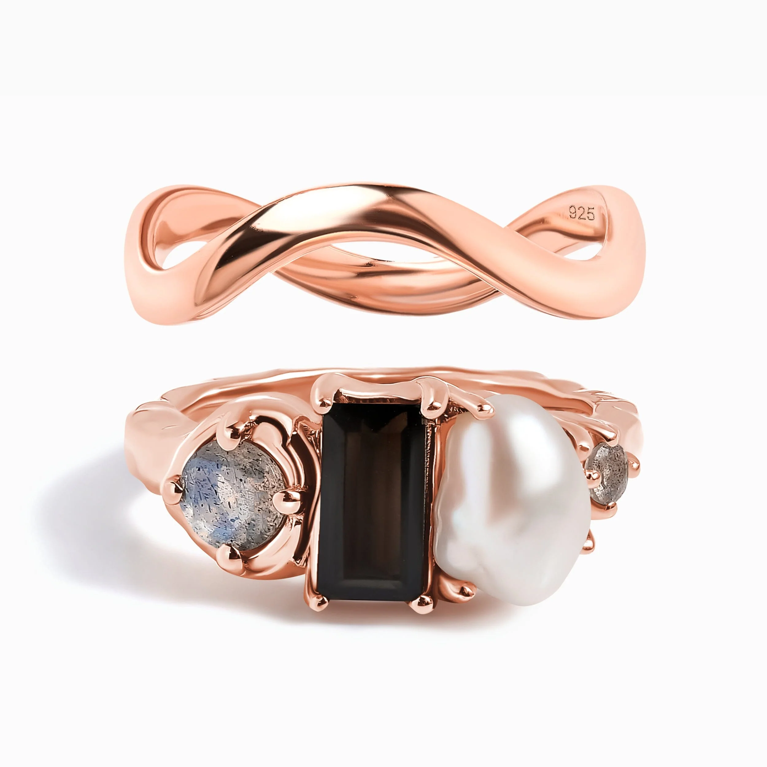 Black Obsidian Treasure Ring & Waves Band - Image 3