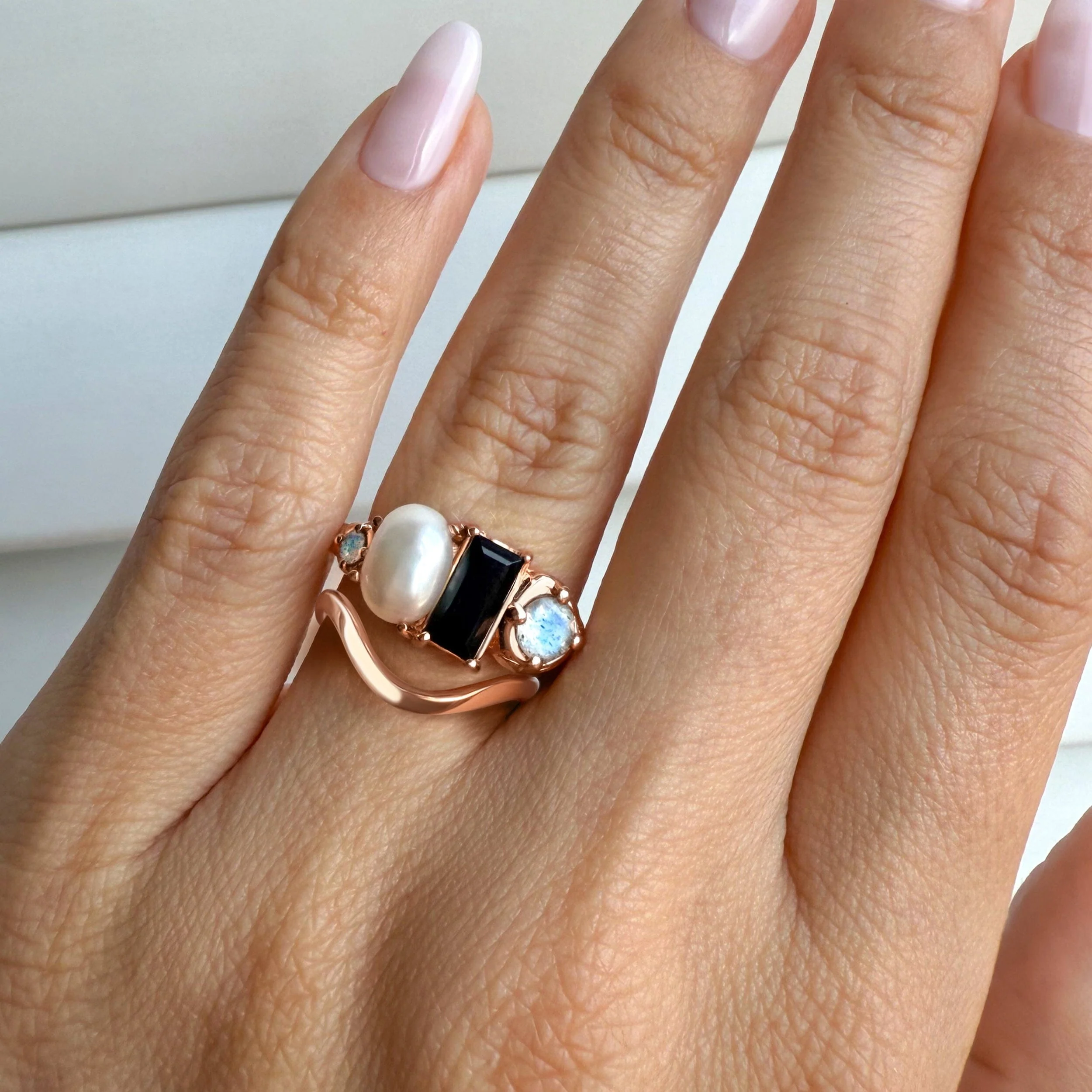 Black Obsidian Treasure Ring & Waves Band - Image 4