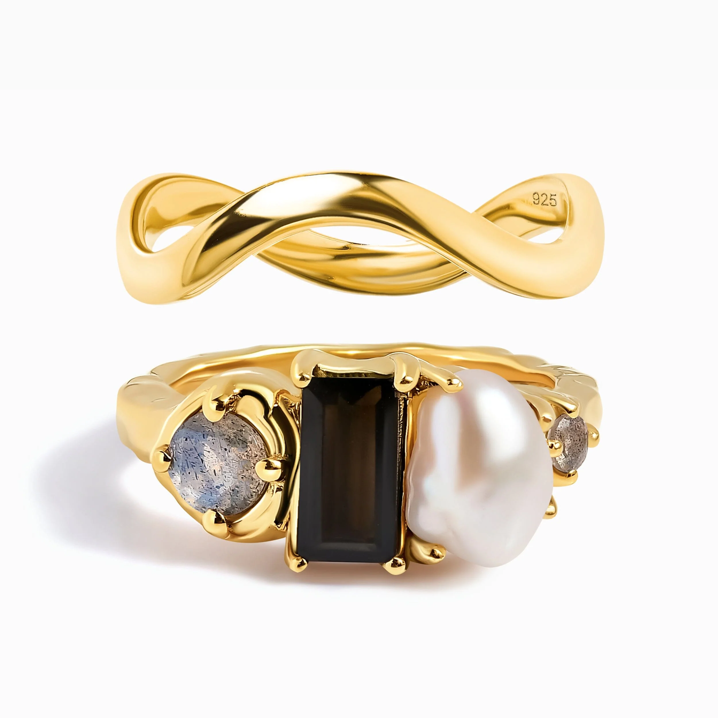 Black Obsidian Treasure Ring & Waves Band - Image 5