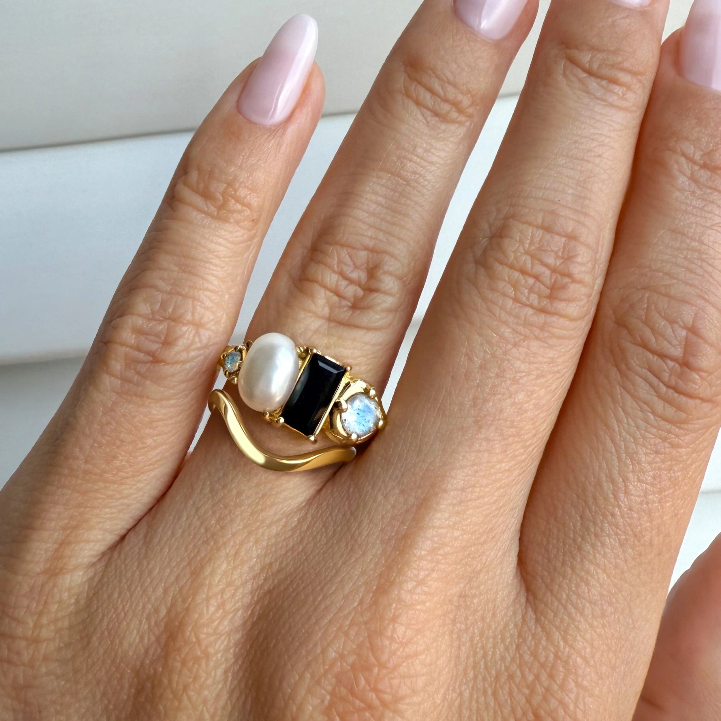 Black Obsidian Treasure Ring & Waves Band - Image 6