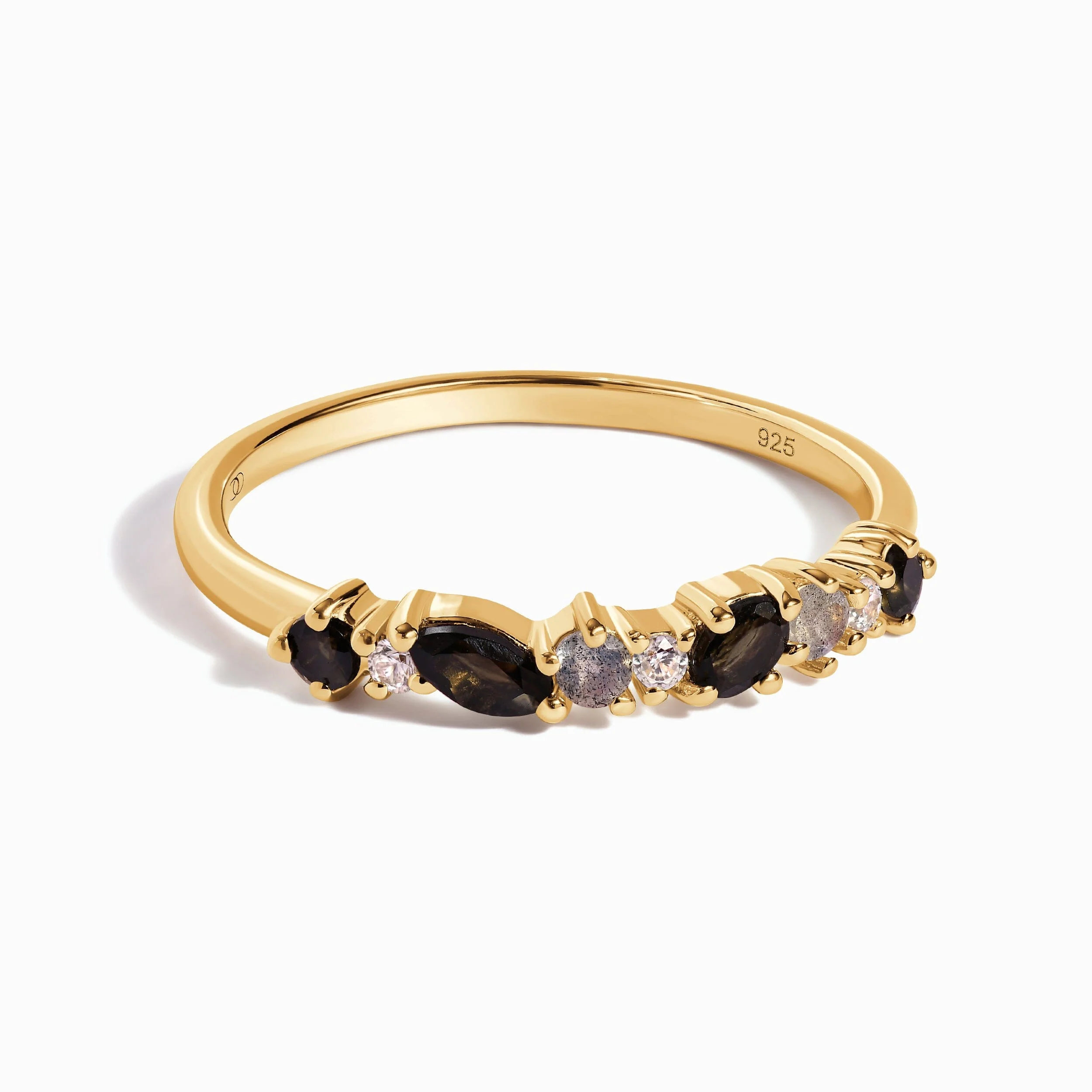Black Obsidian White Zircon Ring - Grace - Image 7