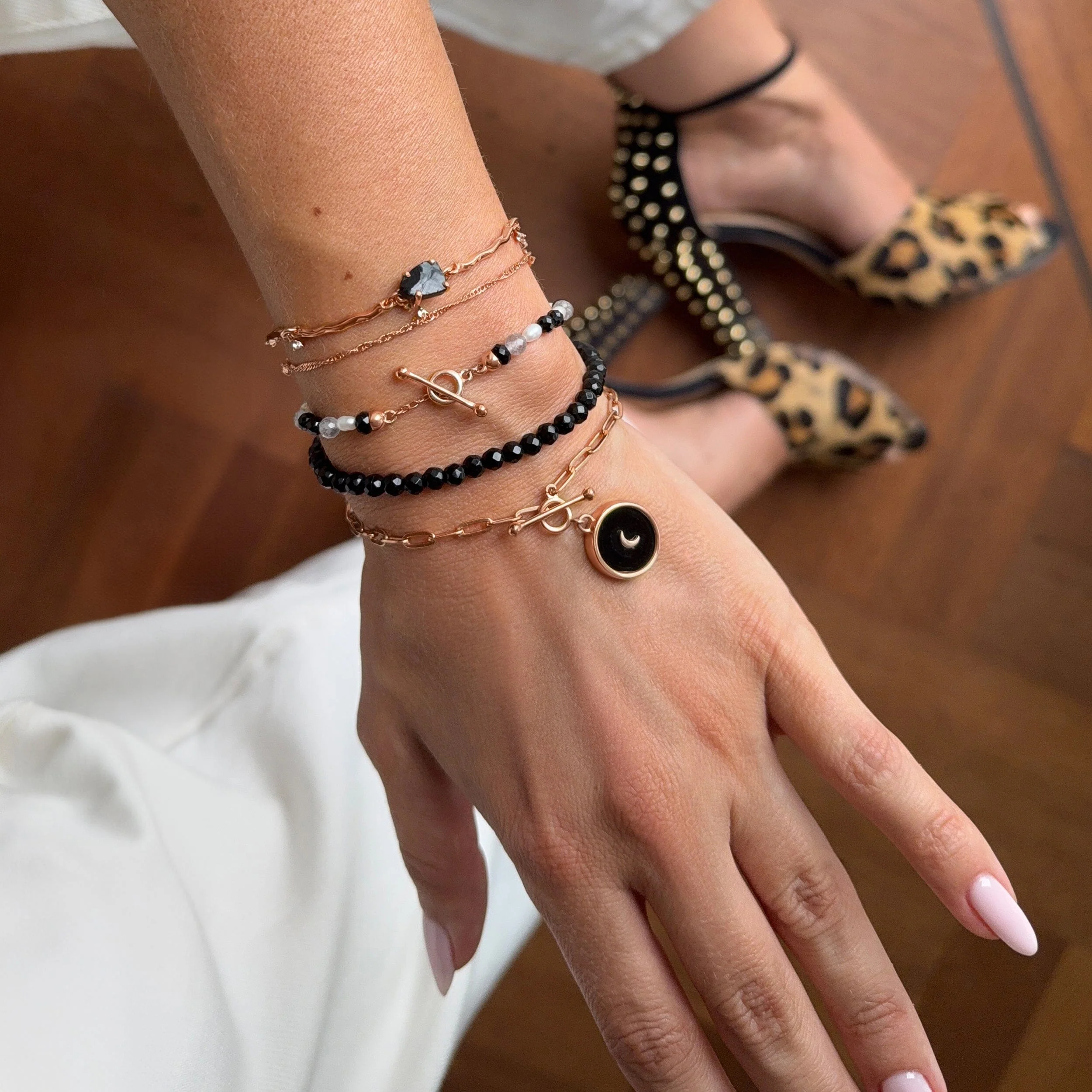 Black Obsidian Widelink T-Lock Bracelet - Dream - Image 13