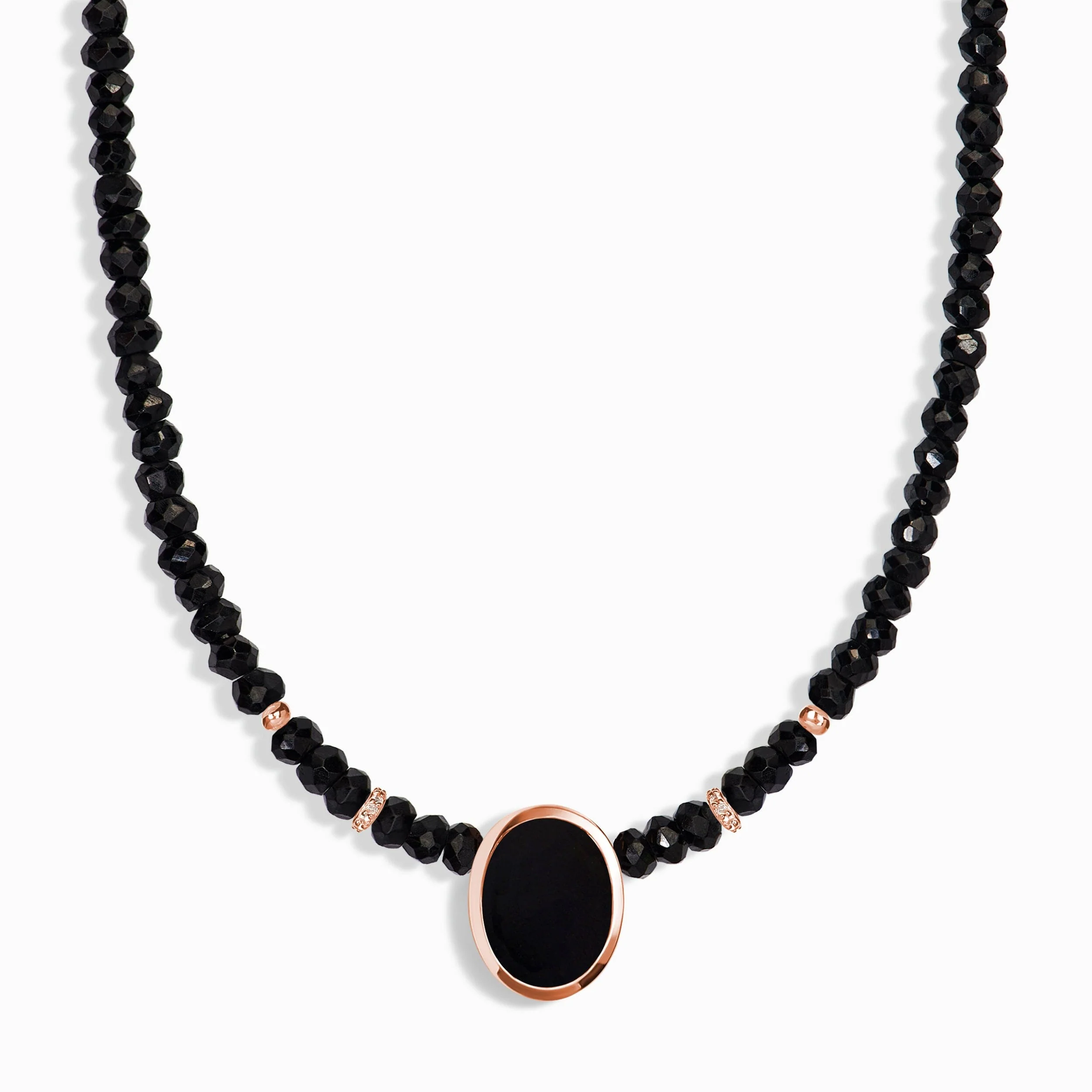 Black Onyx & Black Obsidian Beads Divina Necklace - Enfolded - Image 3