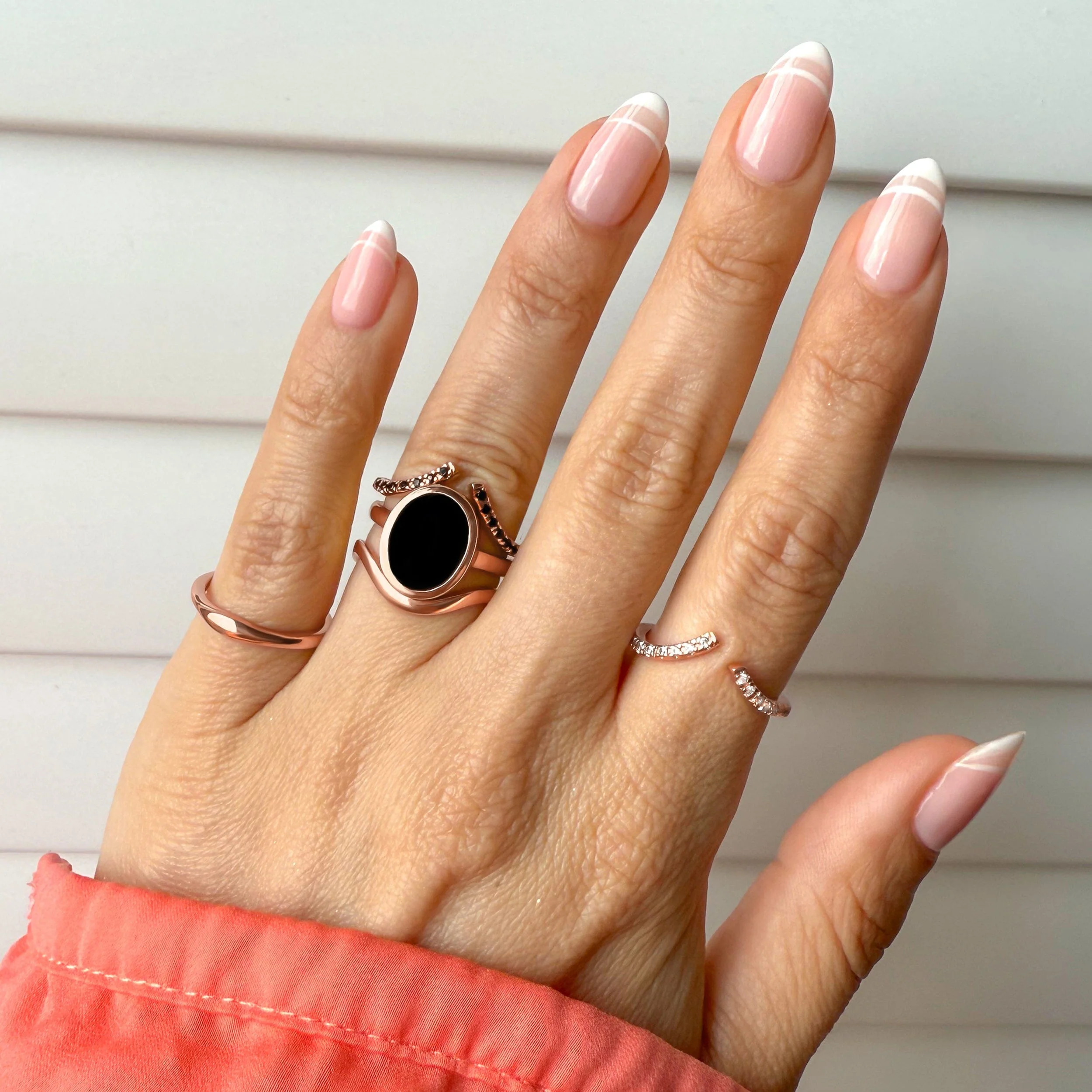 Black Onyx Enfolded Ring & Waves Band - Image 12