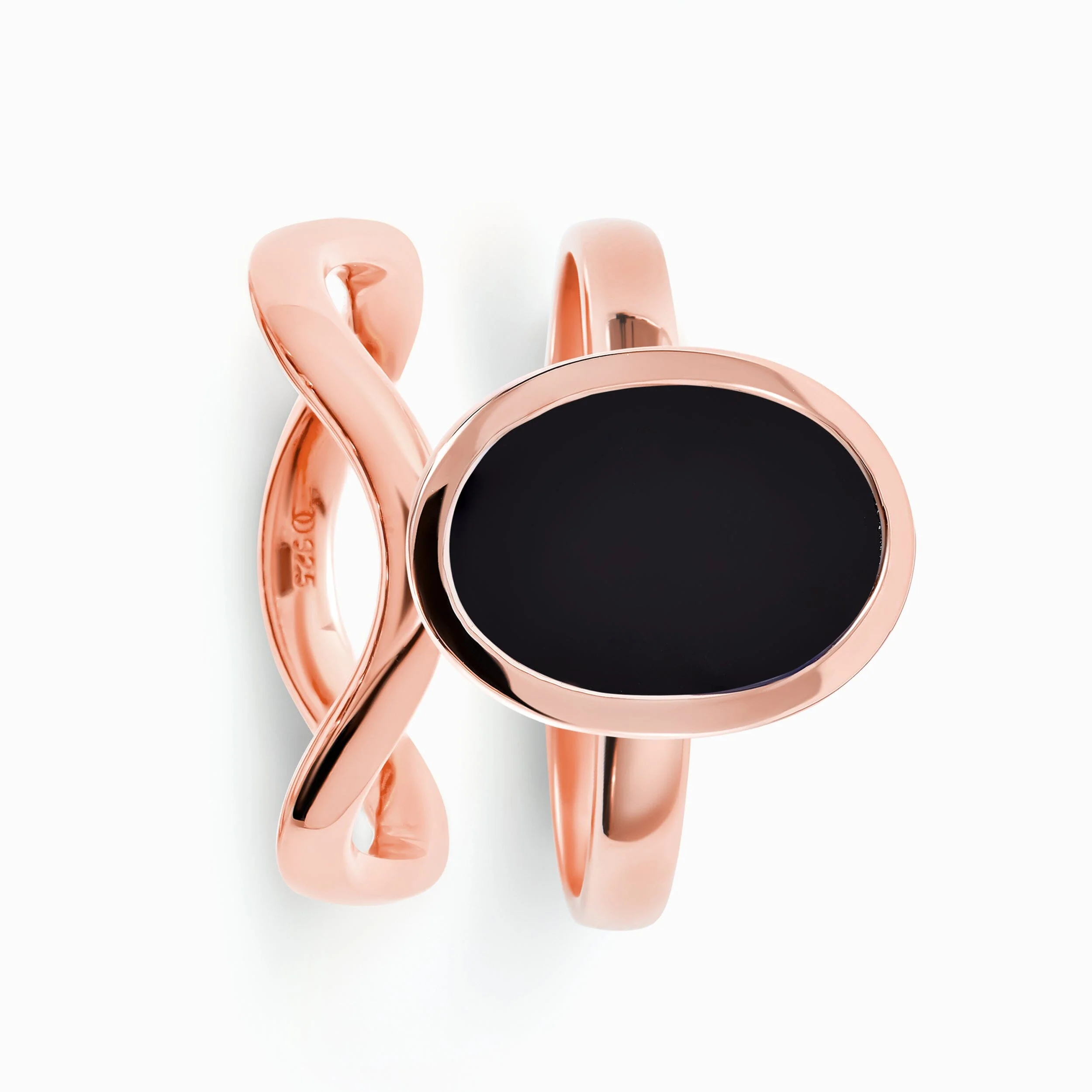 Black Onyx Enfolded Ring & Waves Band - Image 3