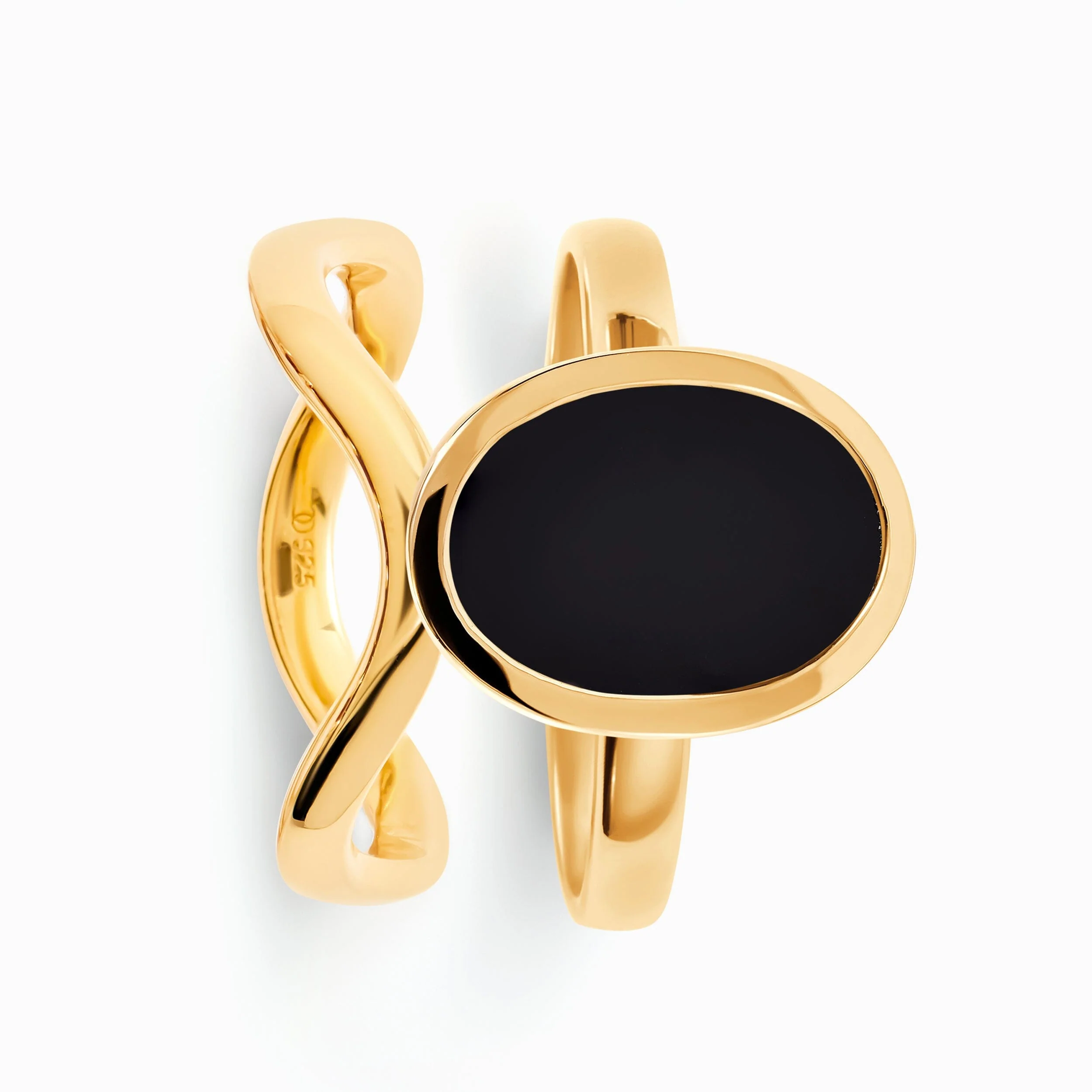 Black Onyx Enfolded Ring & Waves Band - Image 5