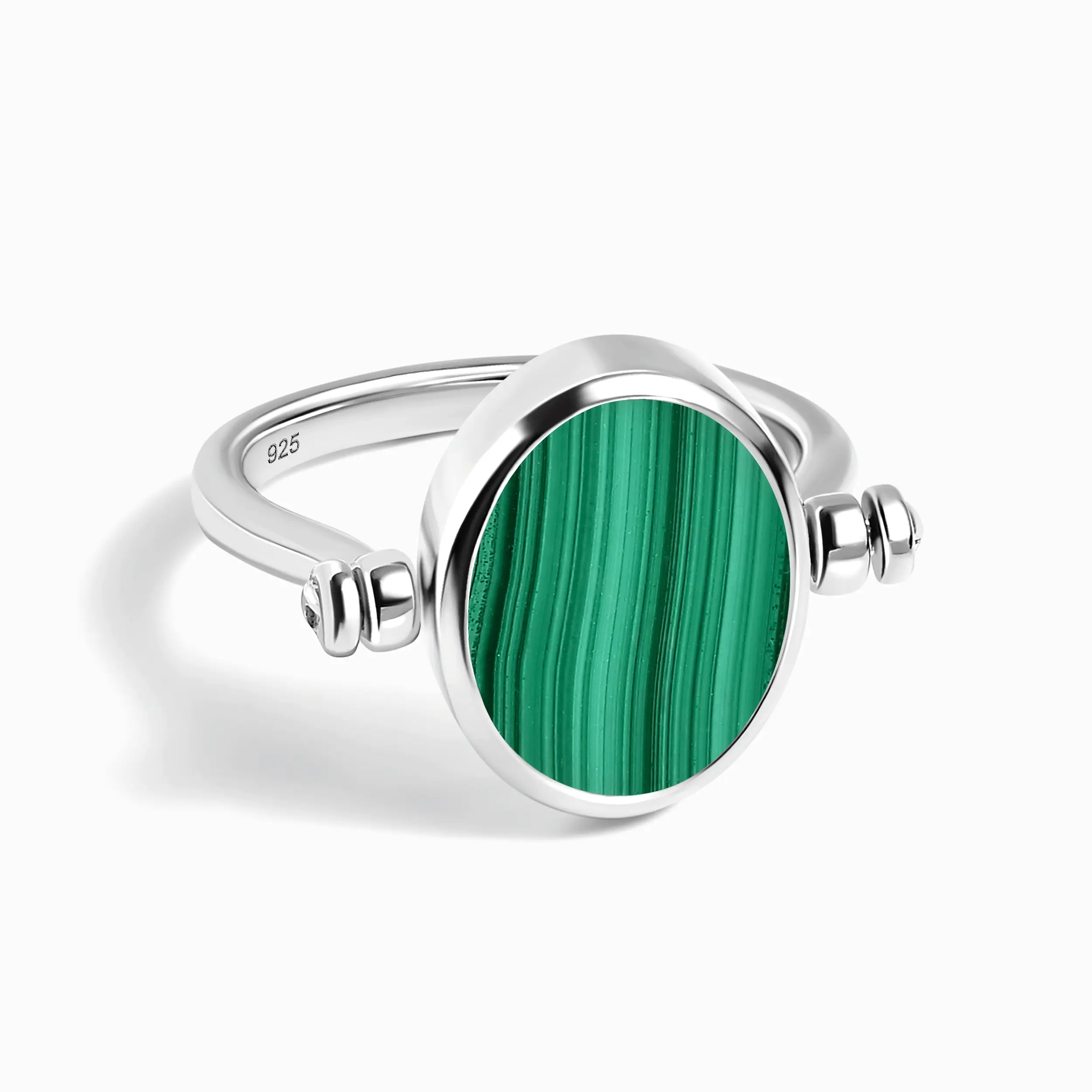 Black Onyx Malachite Fidget Ring - Spinning Enfolded - Image 13