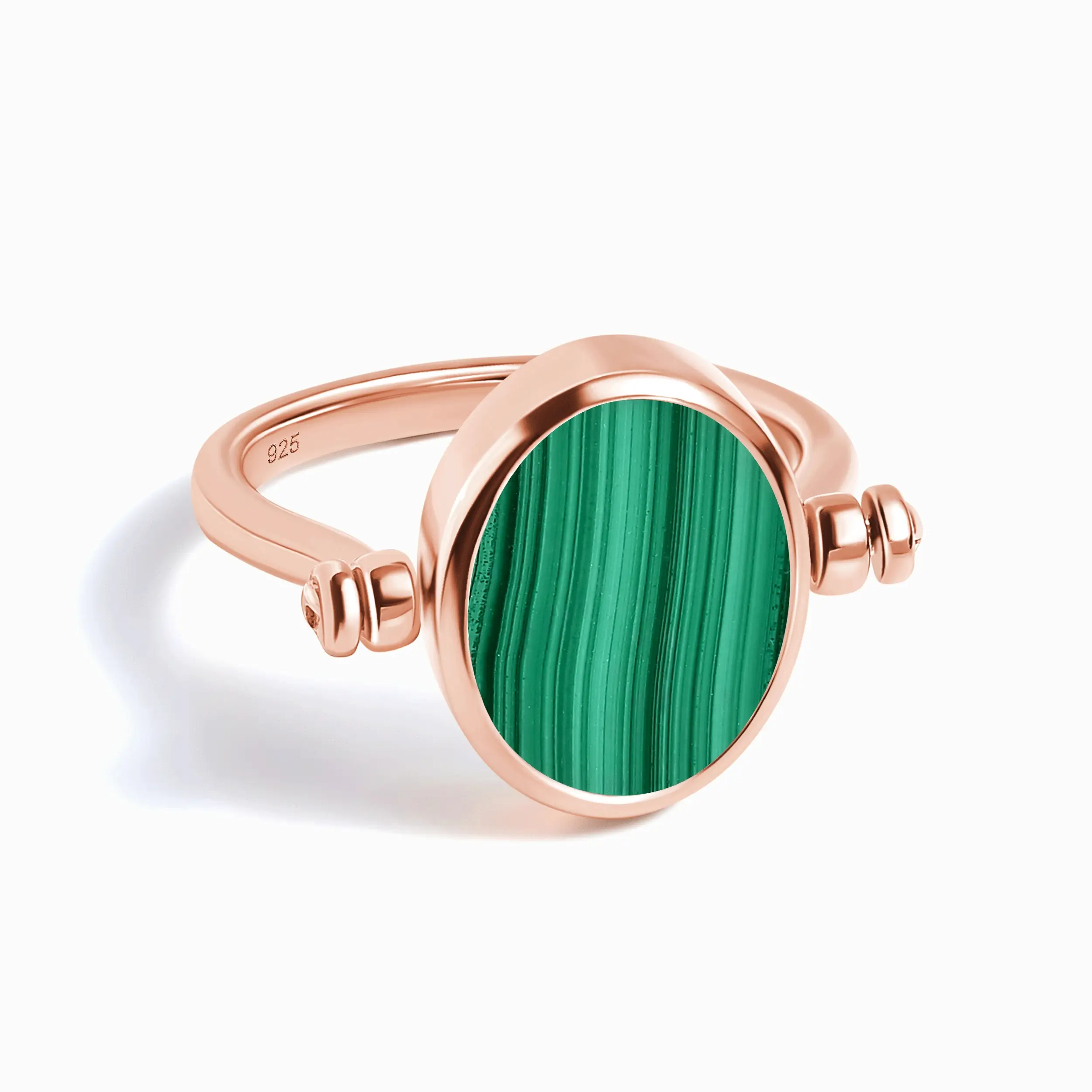Black Onyx Malachite Fidget Ring - Spinning Enfolded - Image 14