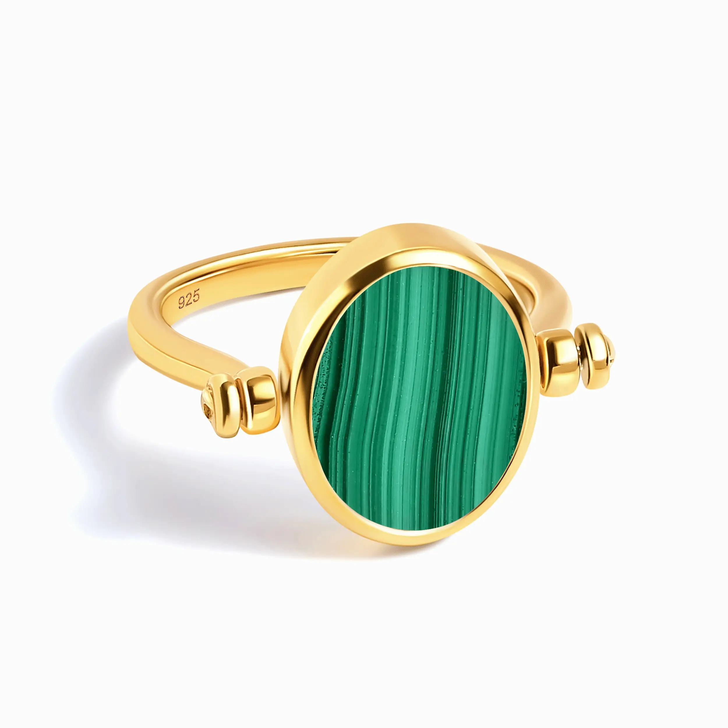 Black Onyx Malachite Fidget Ring - Spinning Enfolded - Image 15