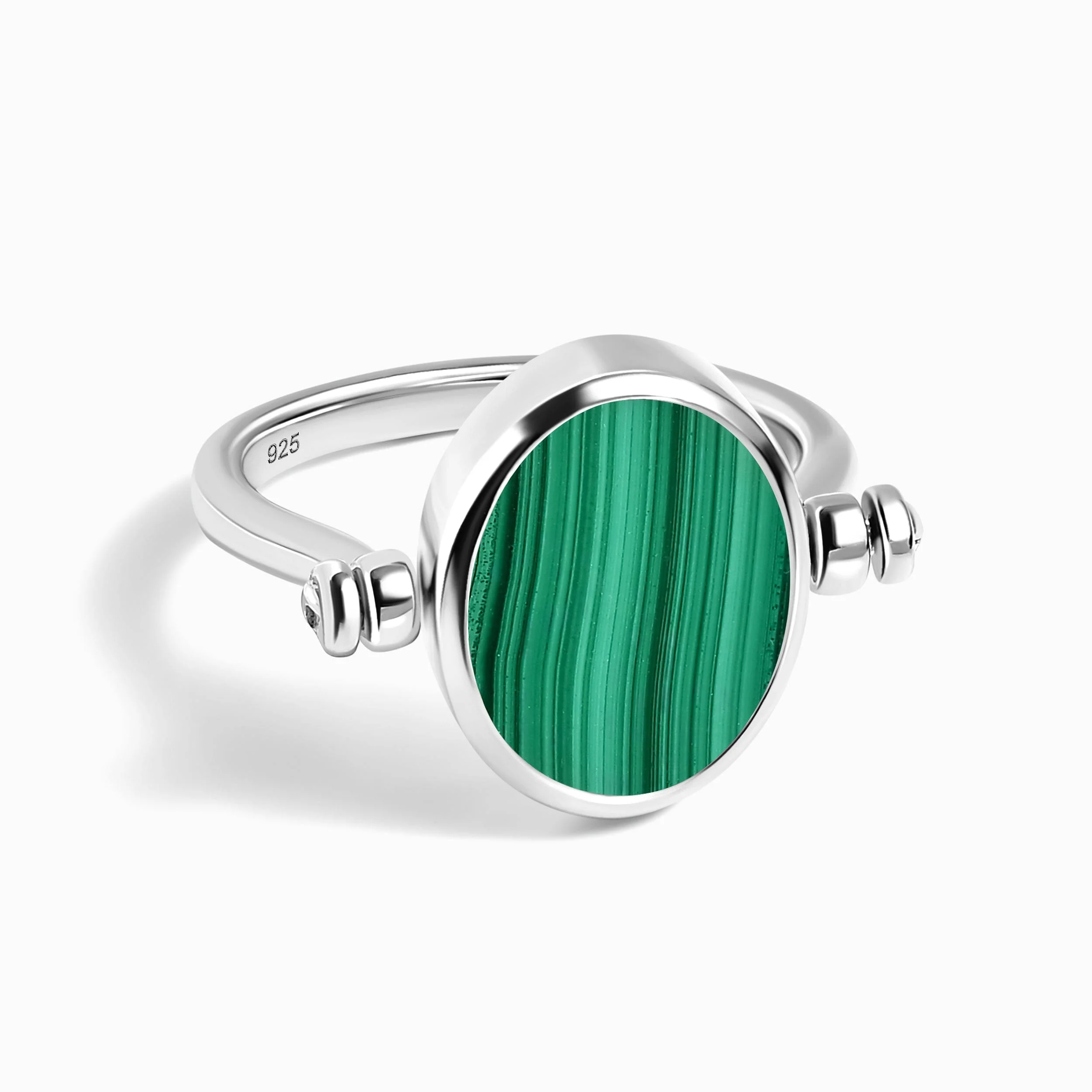 Black Onyx Malachite Fidget Ring - Spinning Enfolded - Image 38