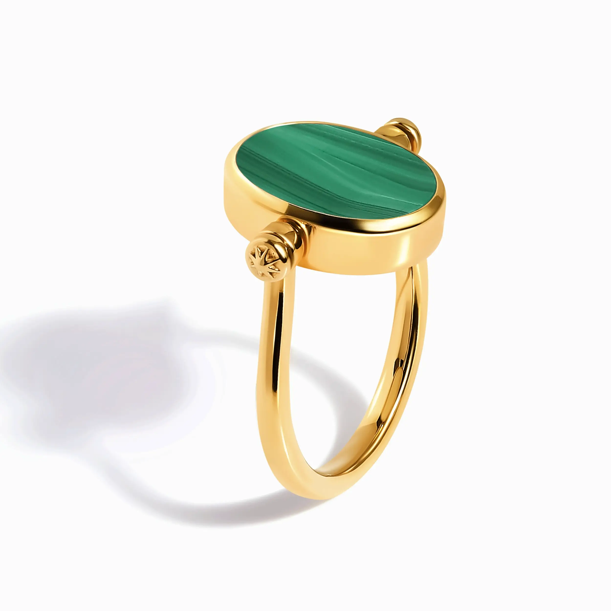 Black Onyx Malachite Fidget Ring - Spinning Enfolded - Image 9