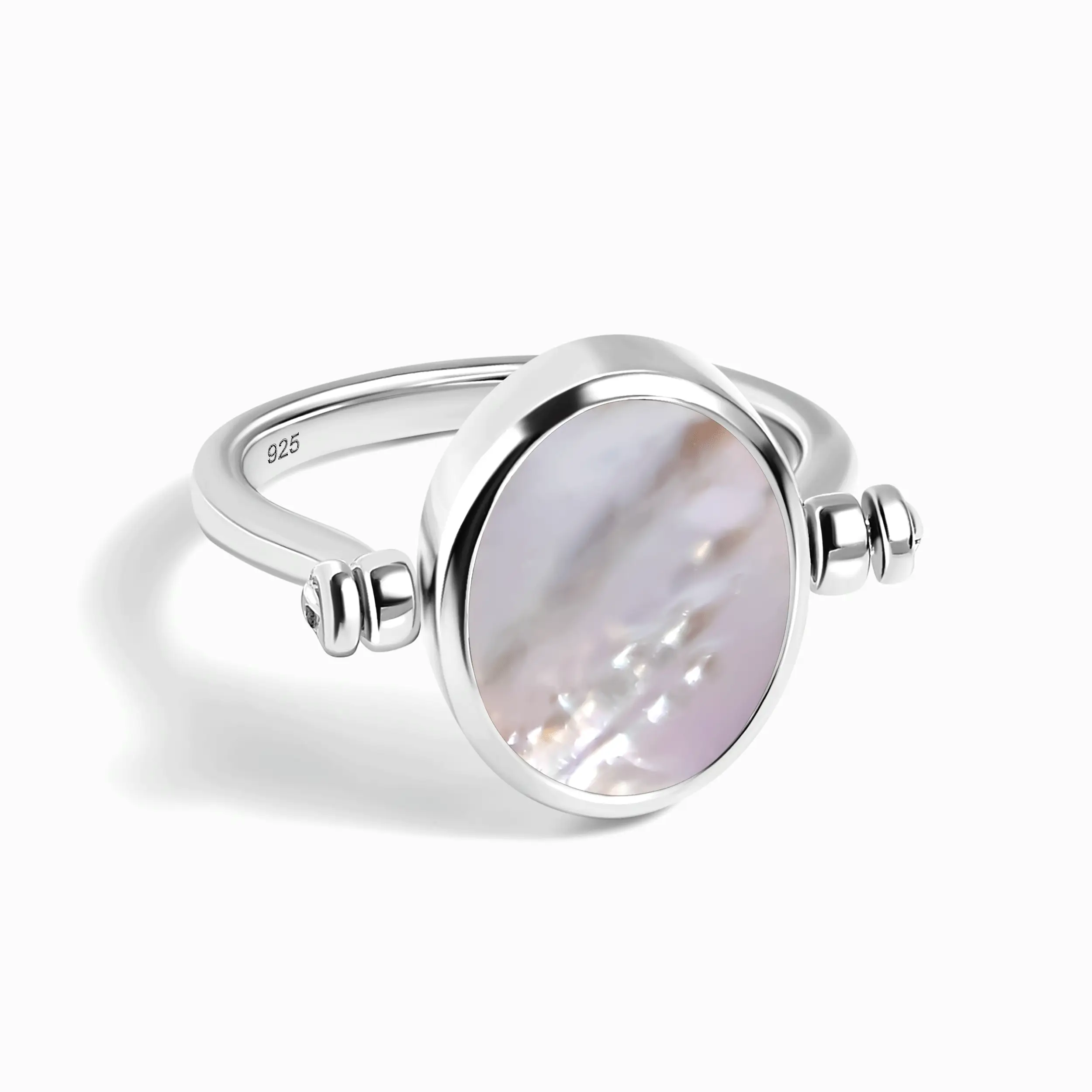 Black Onyx Mother of Pearl Fidget Ring - Spinning Enfolded - Image 13