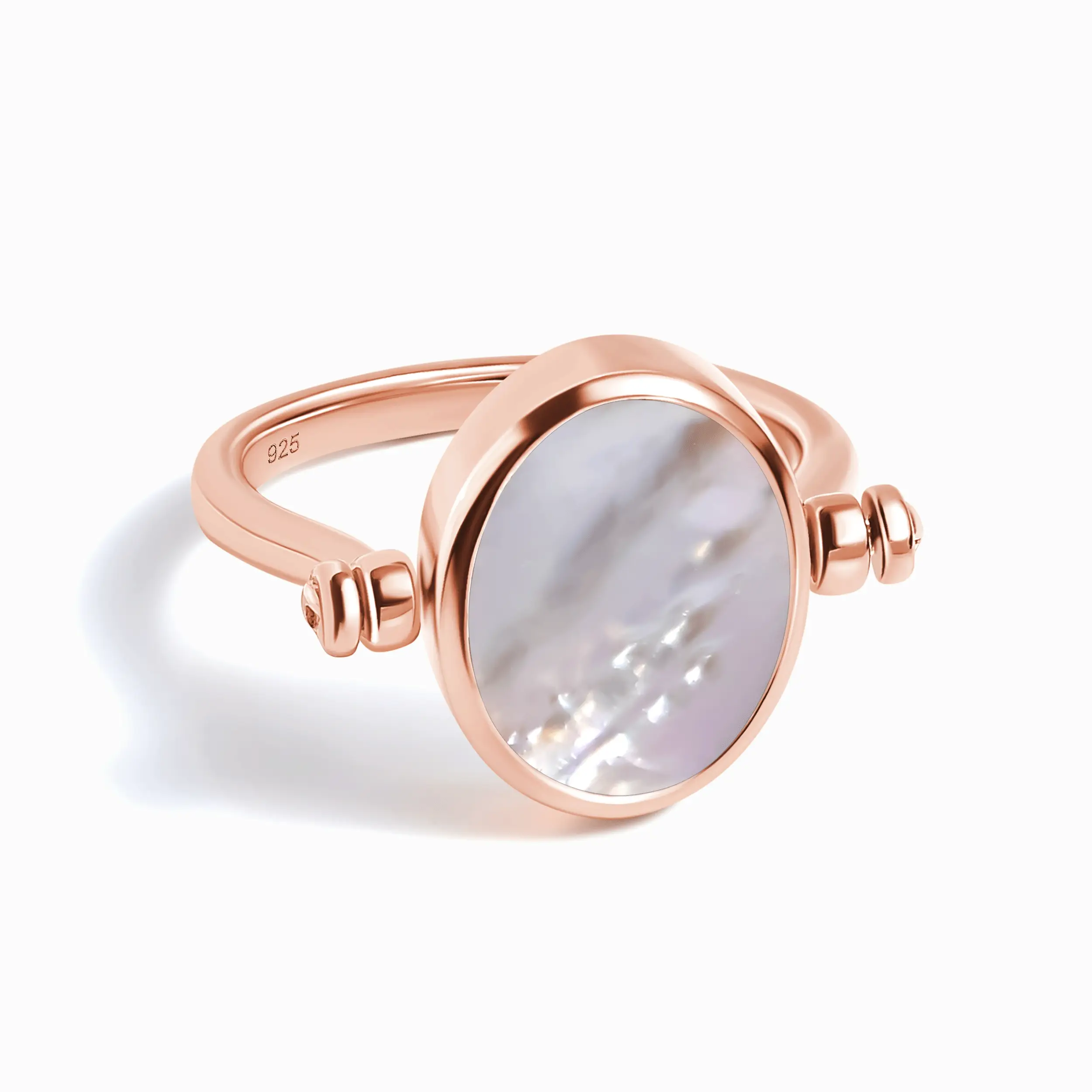 Black Onyx Mother of Pearl Fidget Ring - Spinning Enfolded - Image 14