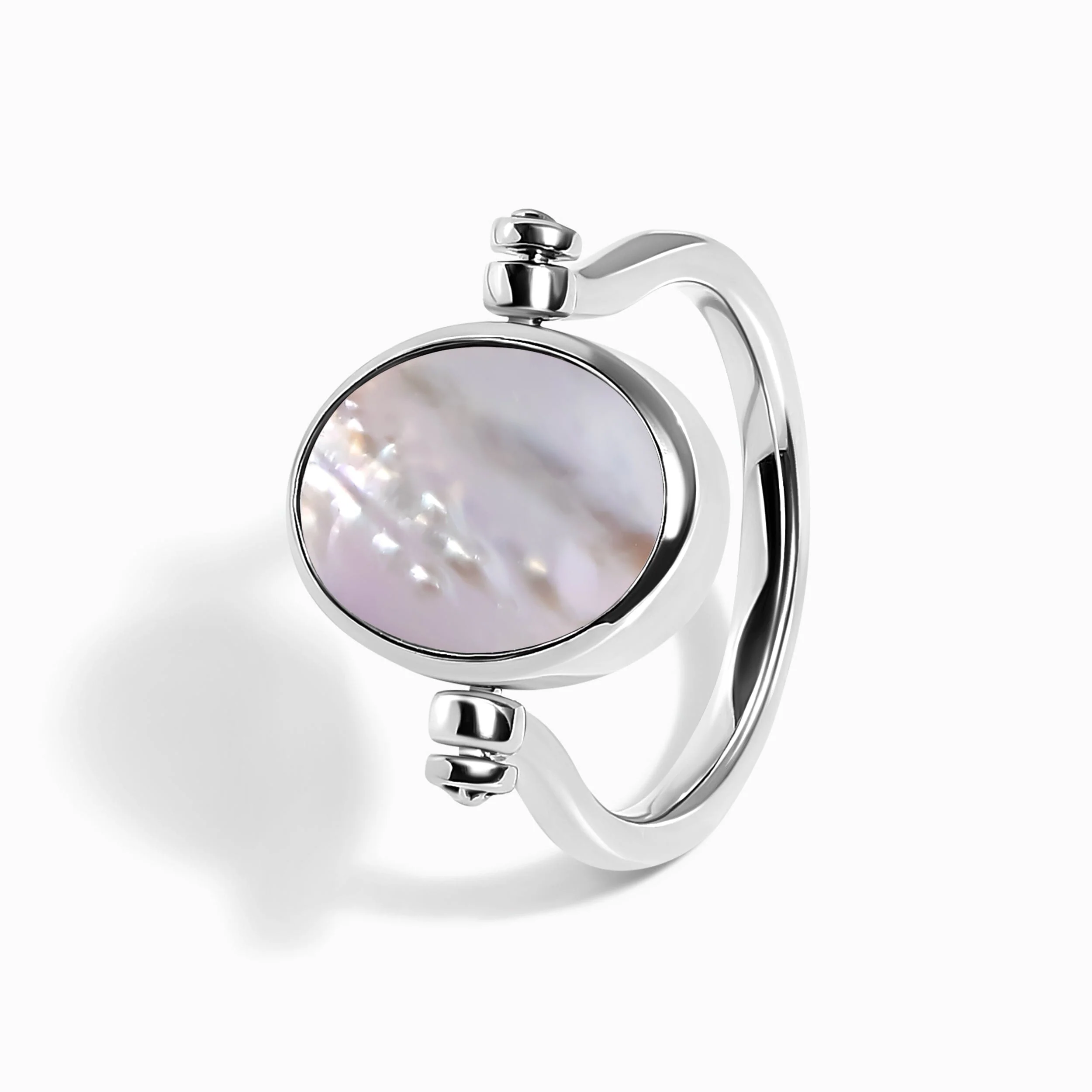 Black Onyx Mother of Pearl Fidget Ring - Spinning Enfolded - Image 21