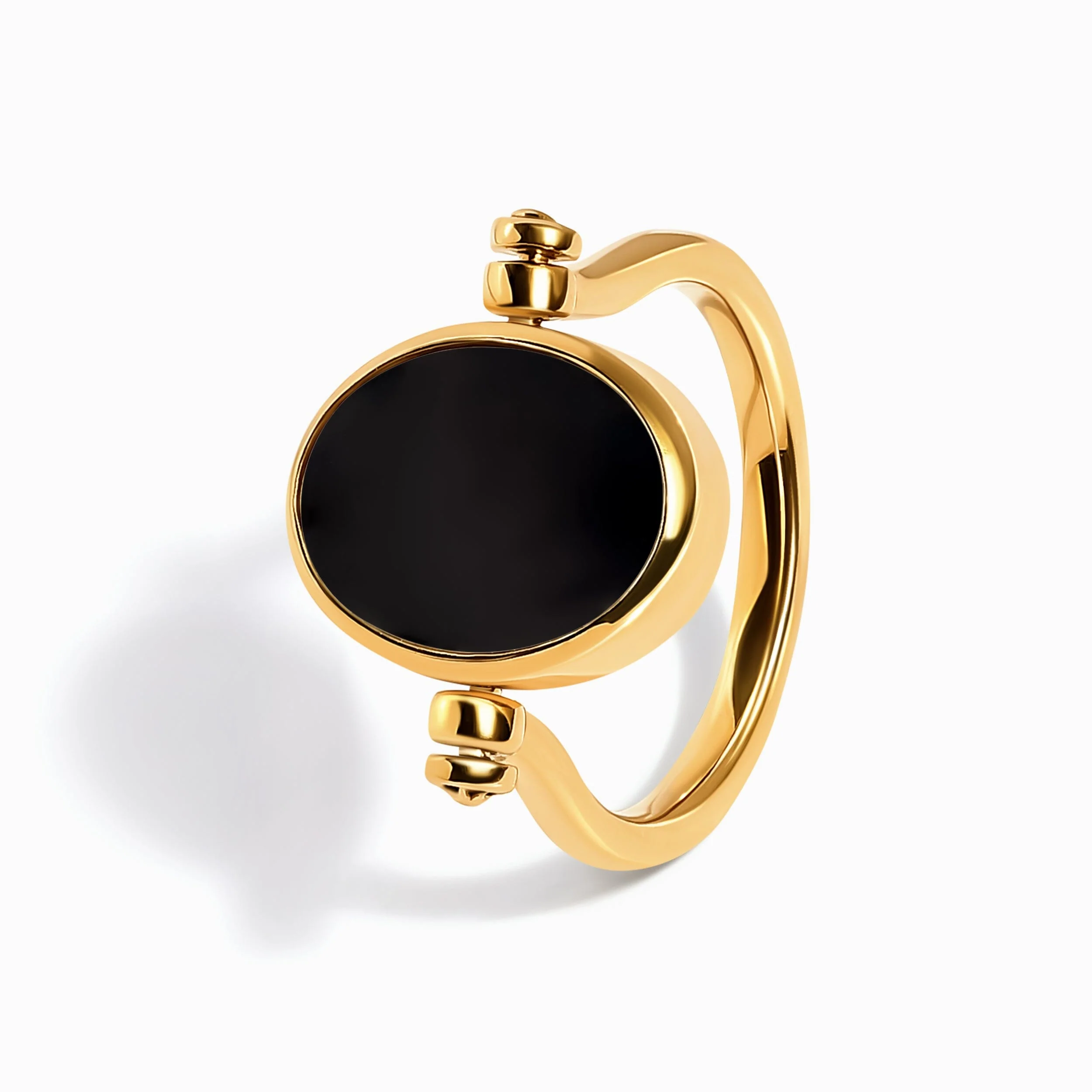 Black Onyx Malachite Fidget Ring - Spinning Enfolded - Image 28