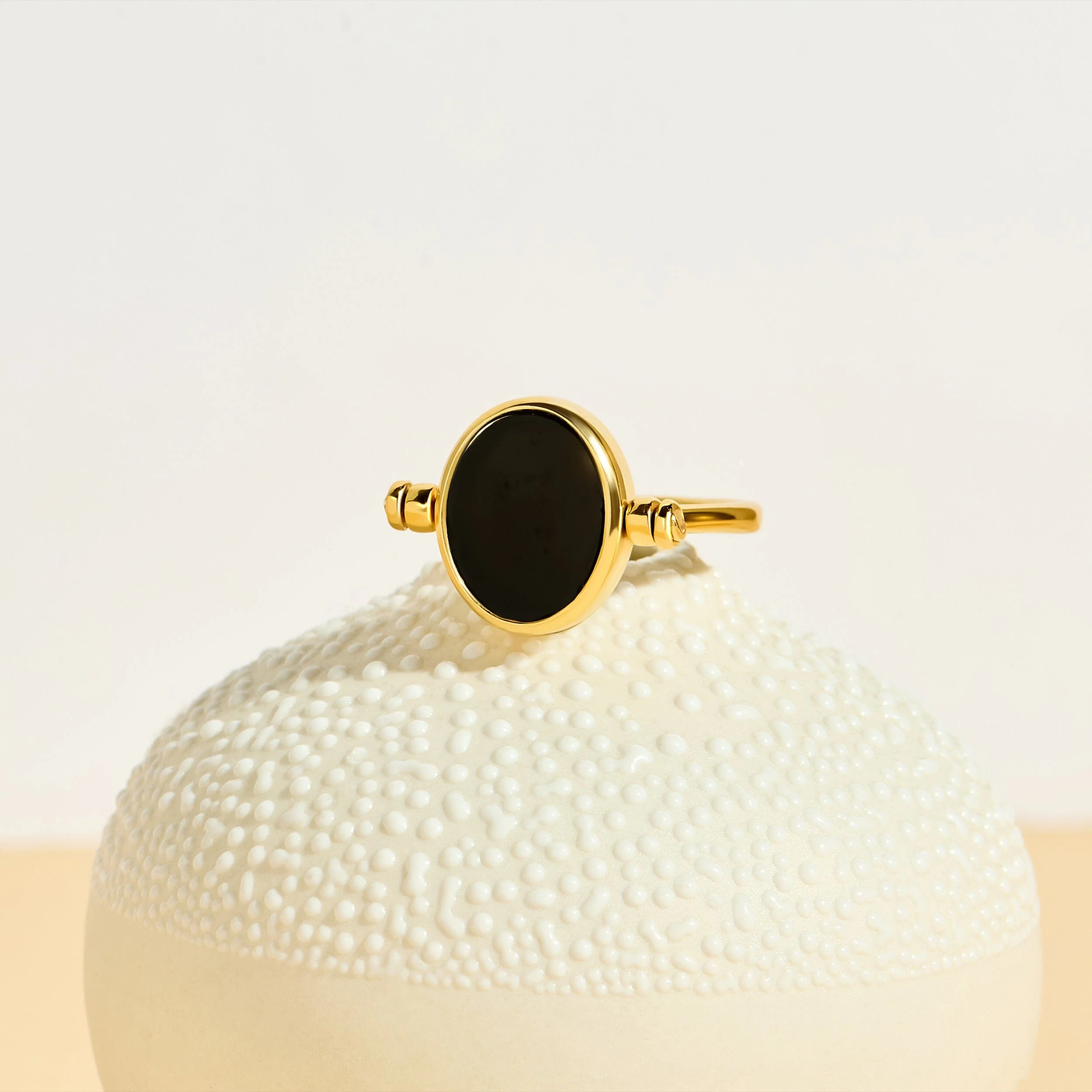 Black Onyx Malachite Fidget Ring - Spinning Enfolded - Image 34