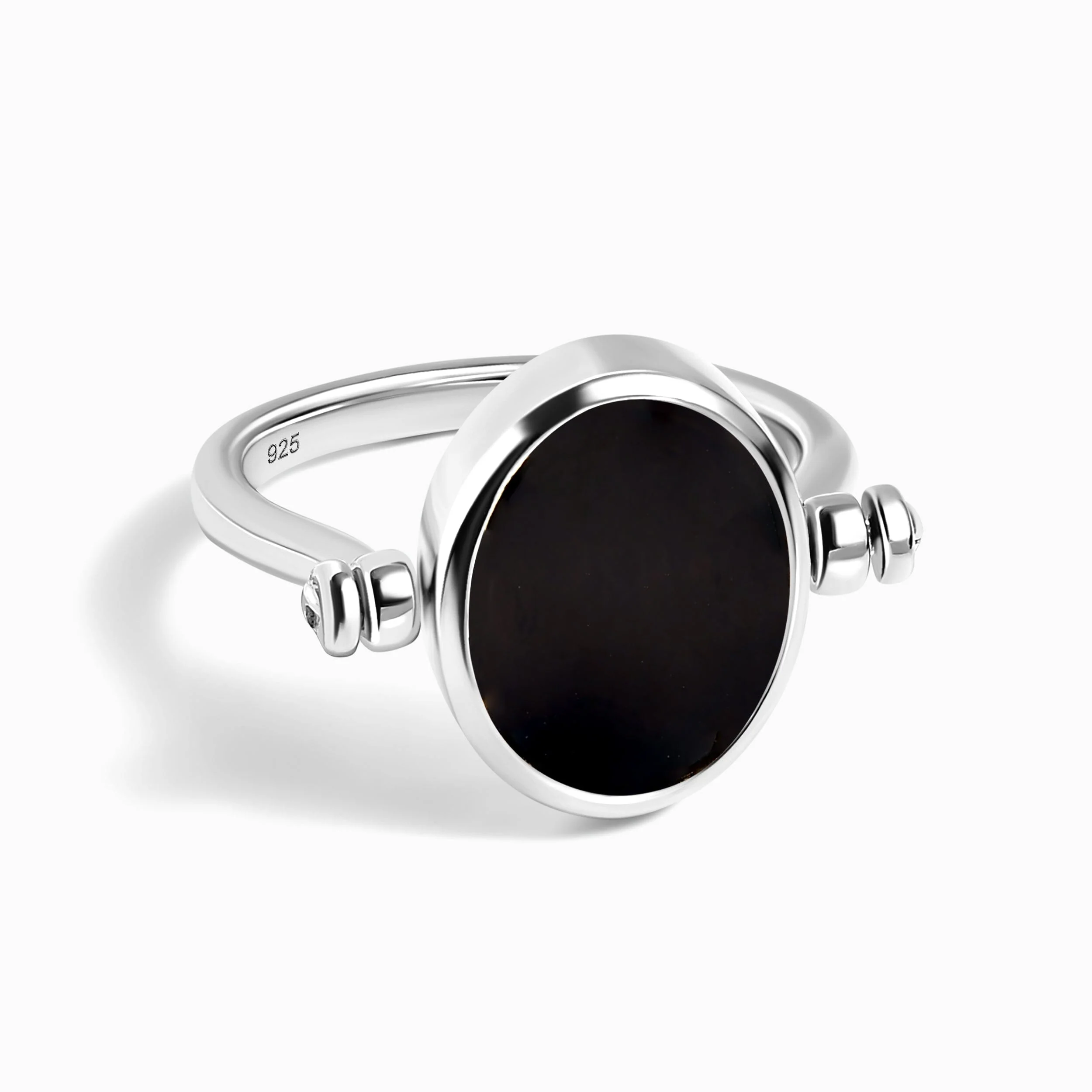 Black Onyx Malachite Fidget Ring - Spinning Enfolded - Image 35