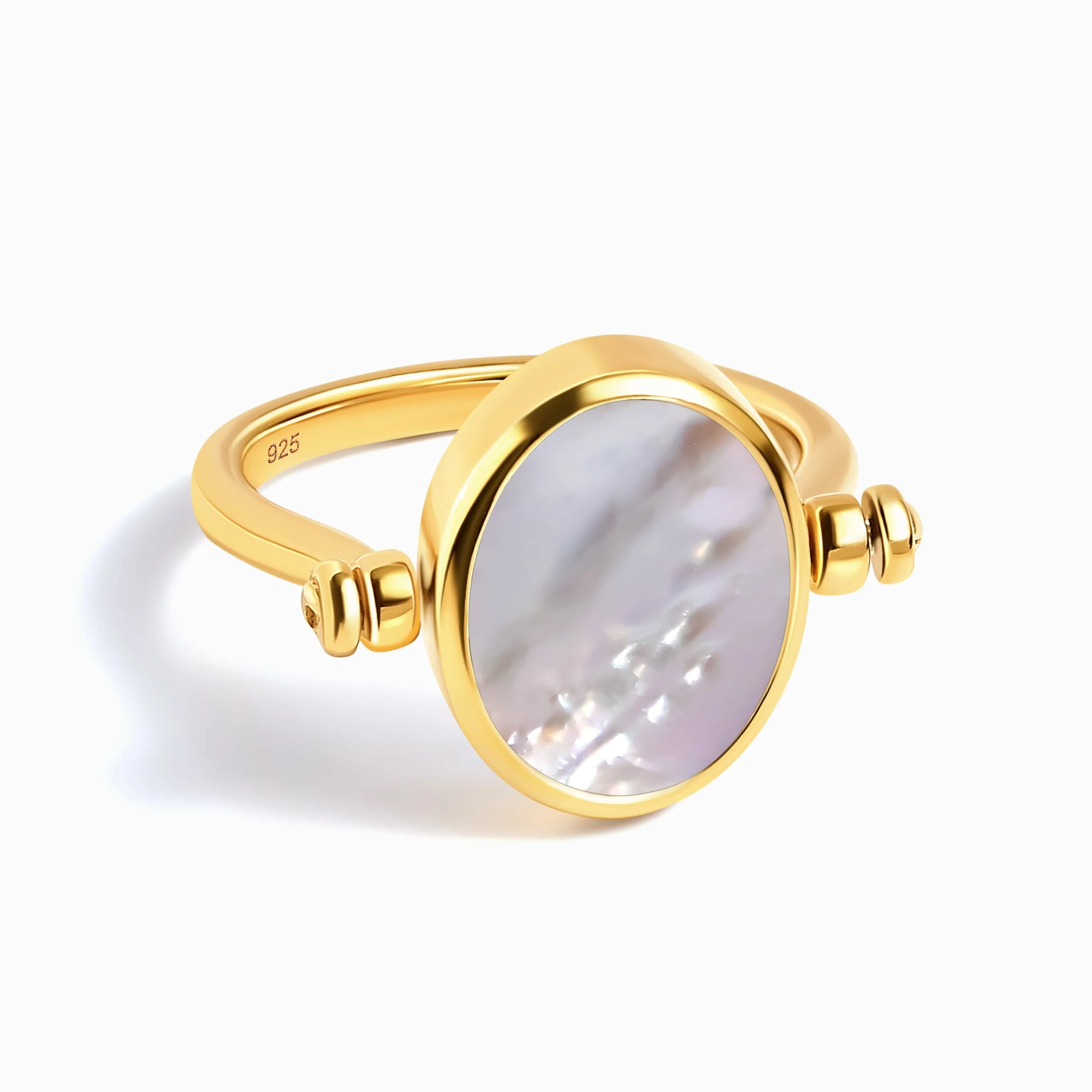 Black Onyx Mother of Pearl Fidget Ring - Spinning Enfolded - Image 40