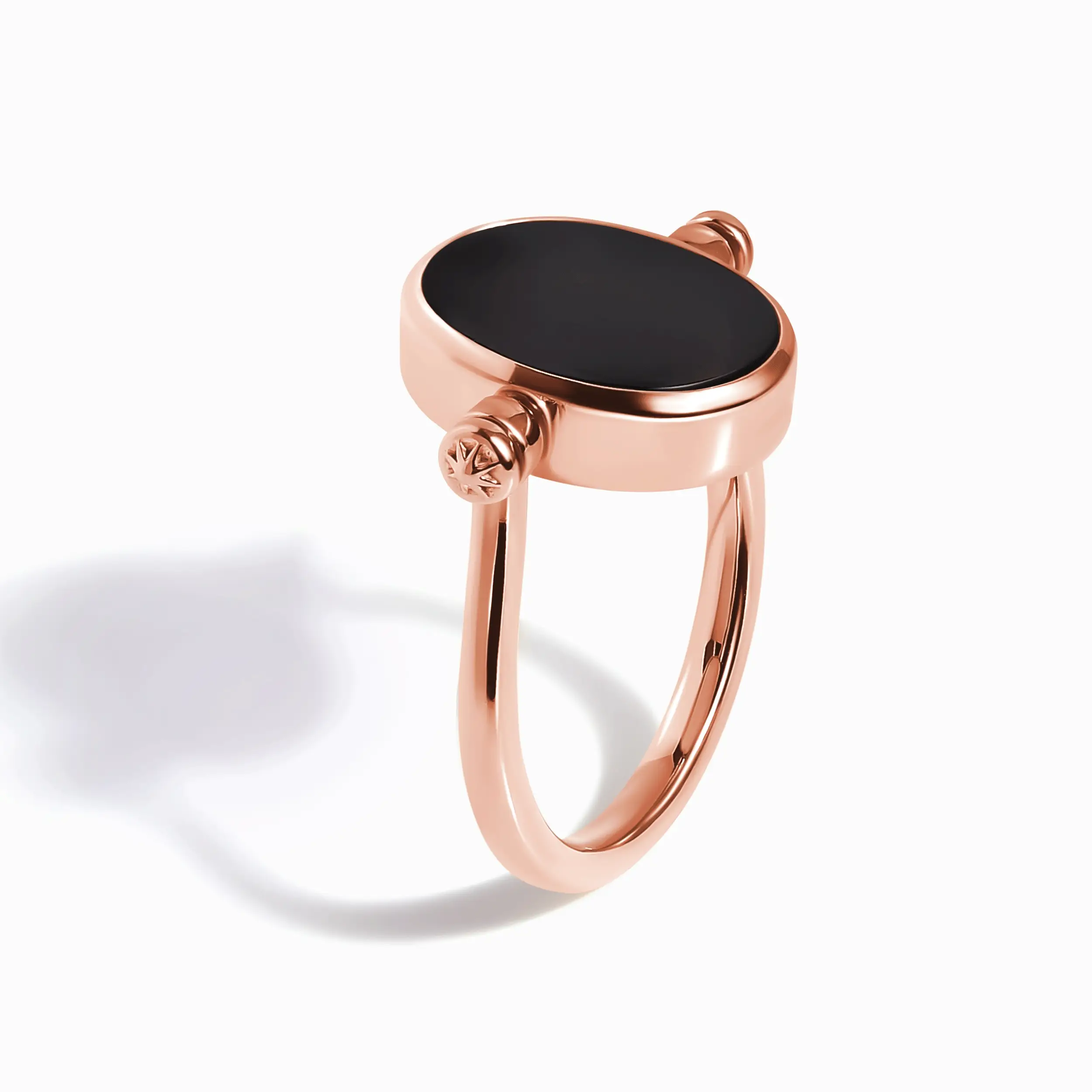 Black Onyx Mother of Pearl Fidget Ring - Spinning Enfolded - Image 5