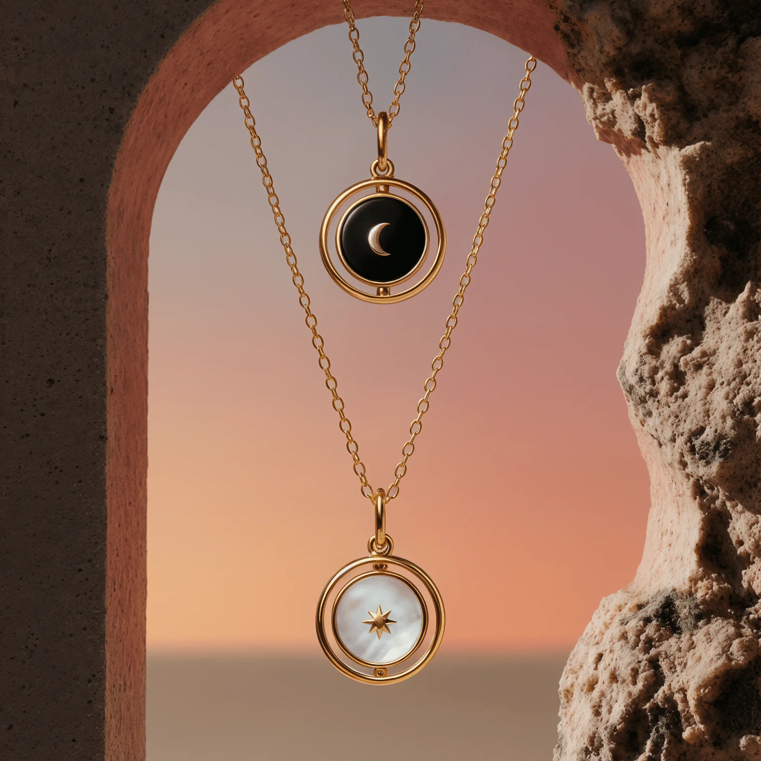 Black Onyx Night & Day Spinning Necklace & Herringbone Chain - Image 19