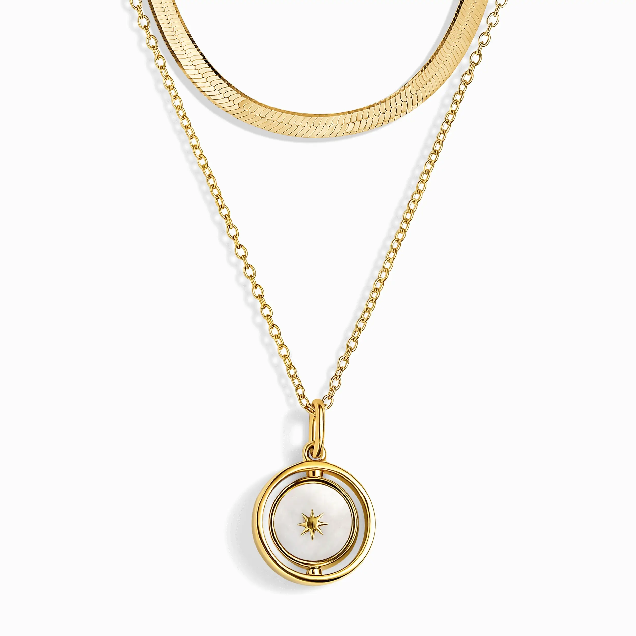 Black Onyx Night & Day Spinning Necklace & Herringbone Chain - Image 5