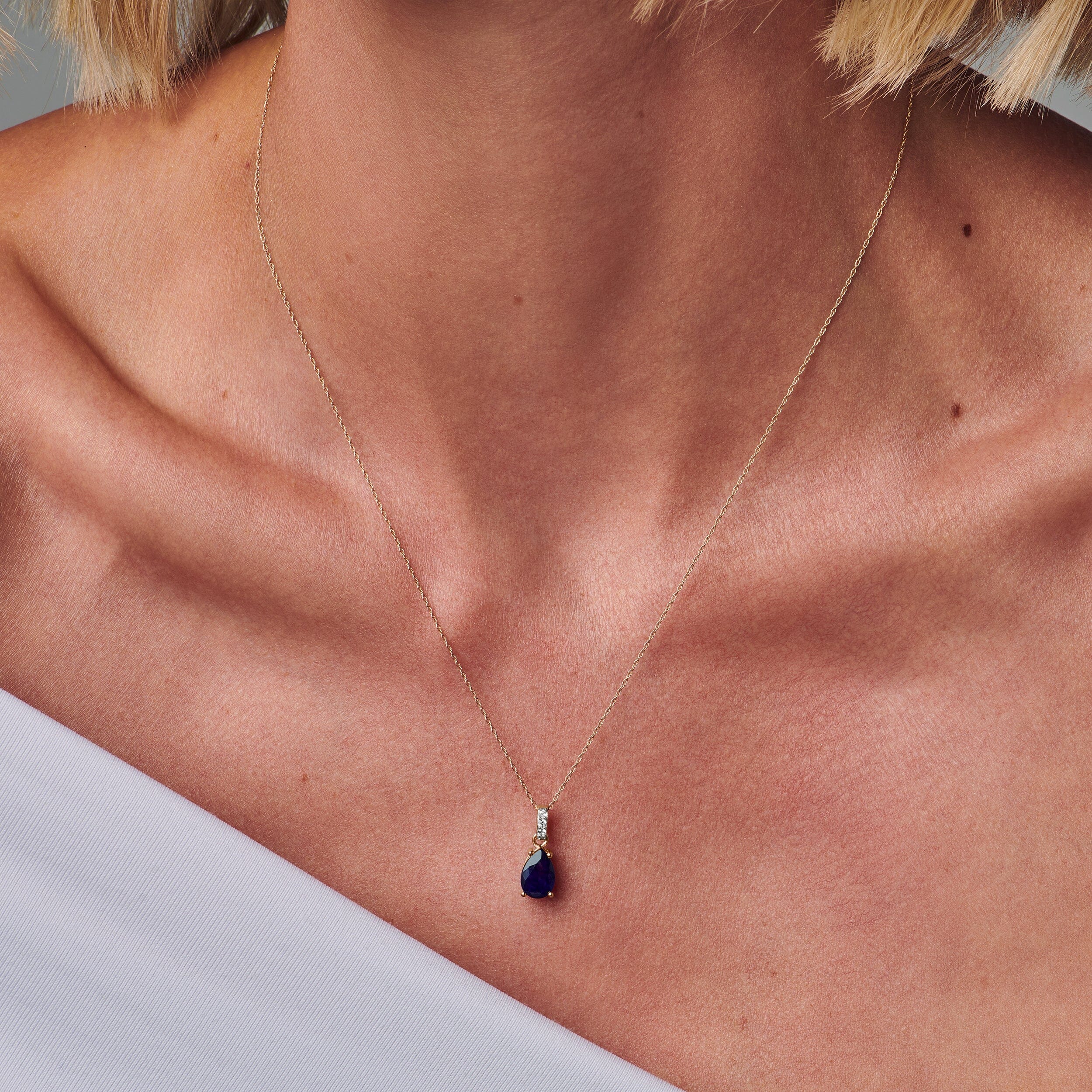 Blue Sapphire Diamond Necklace Sway - September Birthstone - Image 6