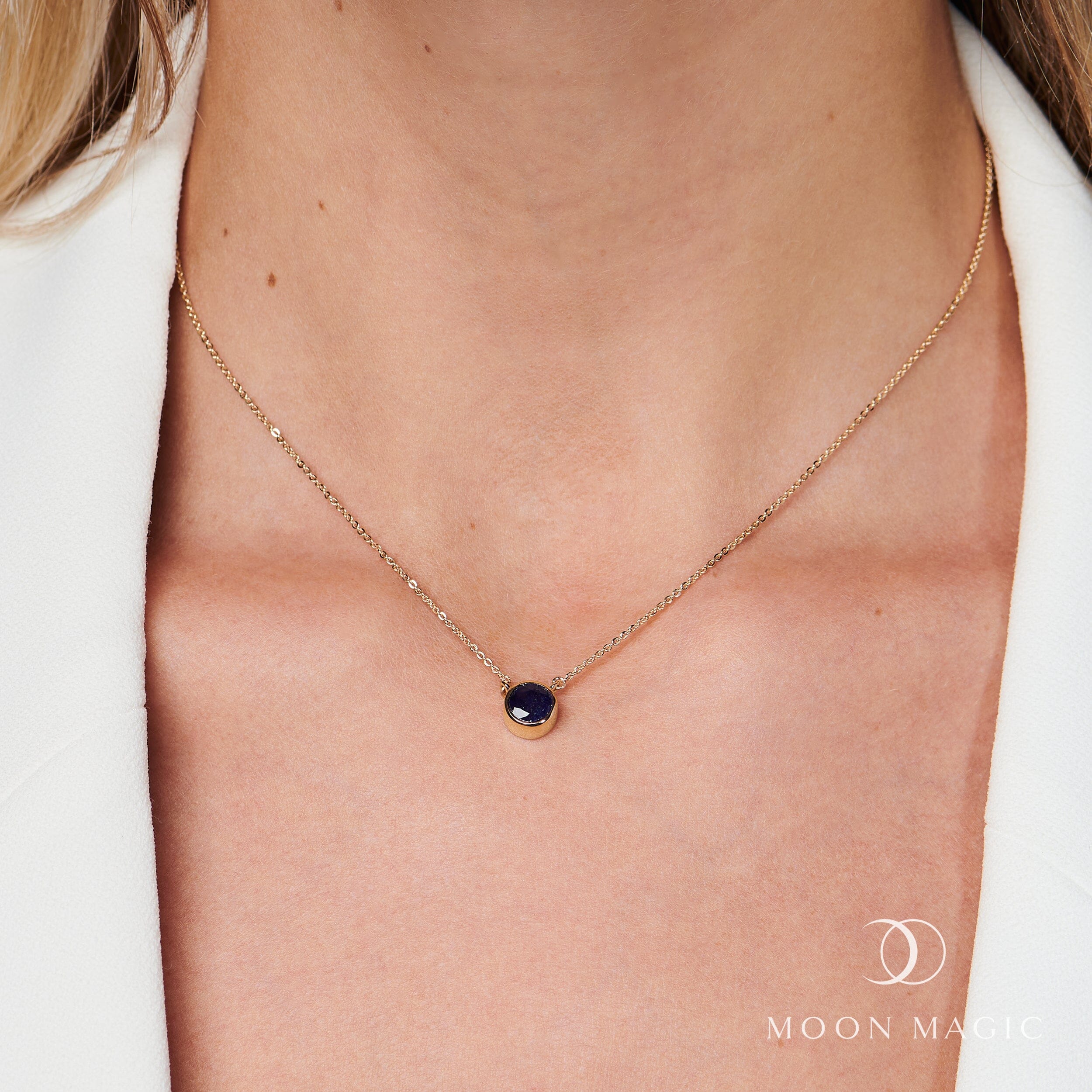Blue Sapphire Necklace - Solitaire - Image 12