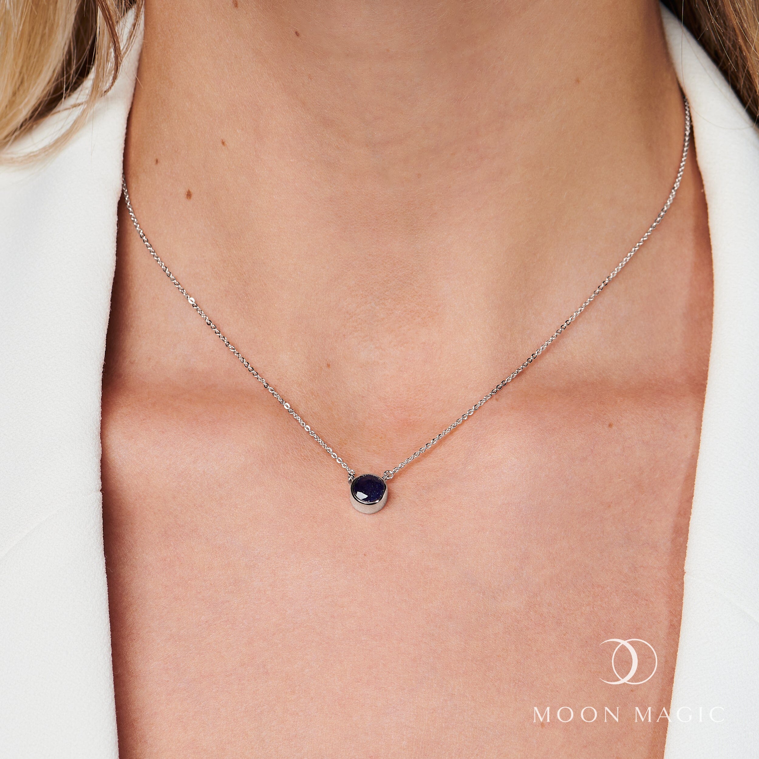 Blue Sapphire Necklace - Solitaire - Image 16