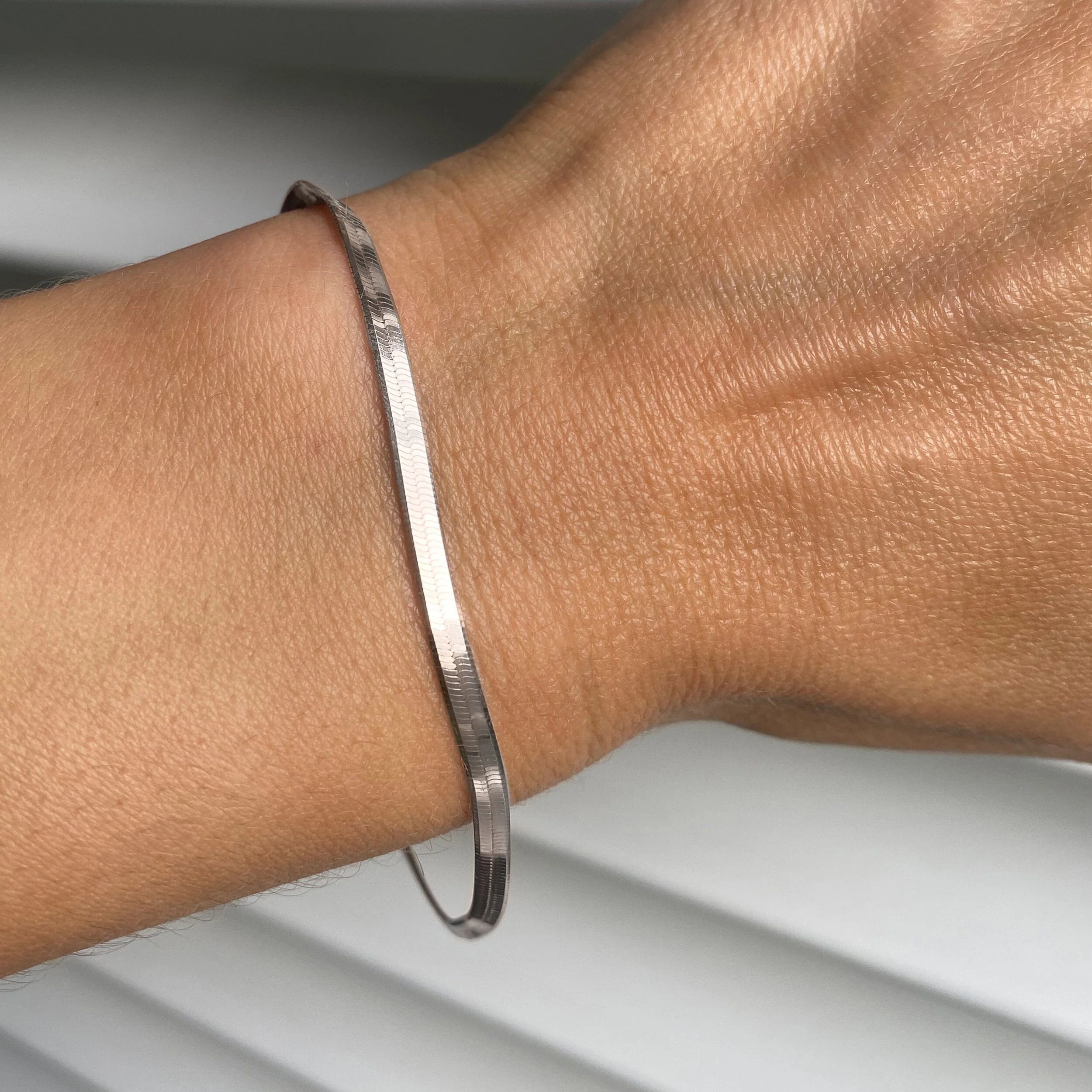 Plain Metal Wristlet - Herringbone Bracelet - Image 4